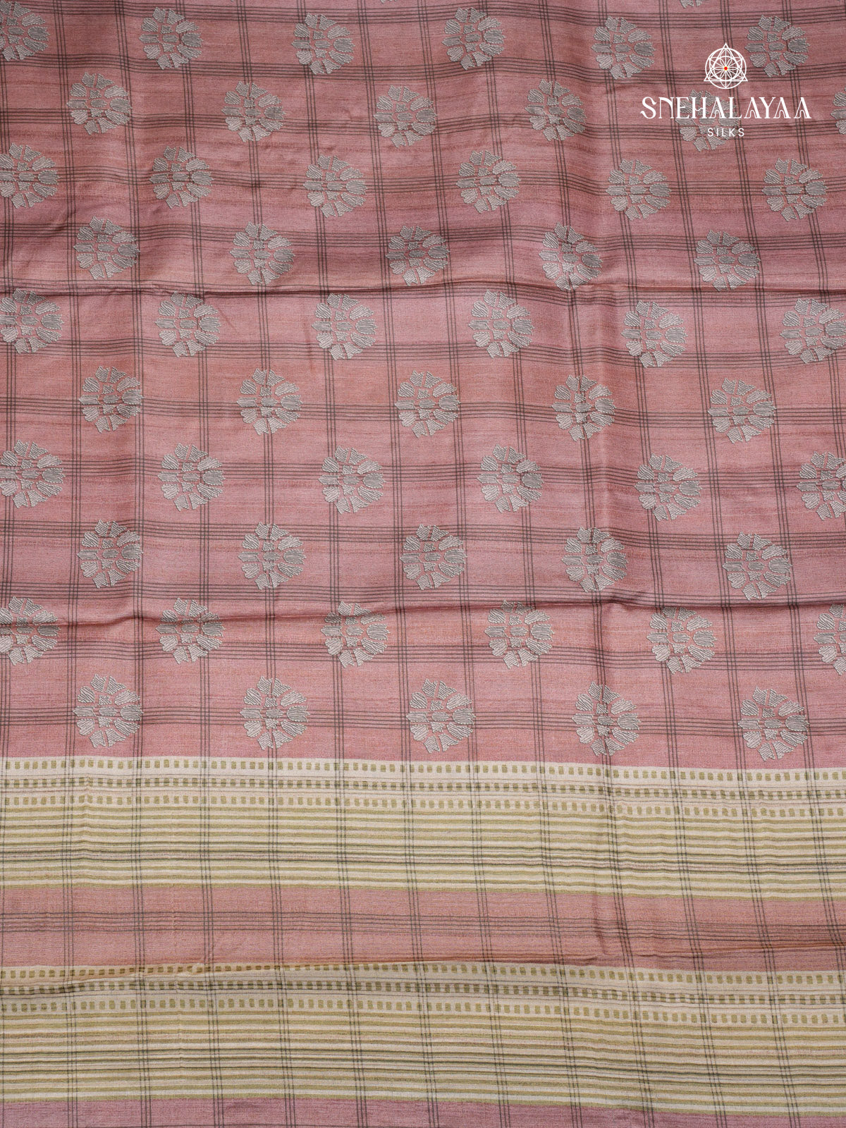 Mauve Rose Tussar Embroidery Saree