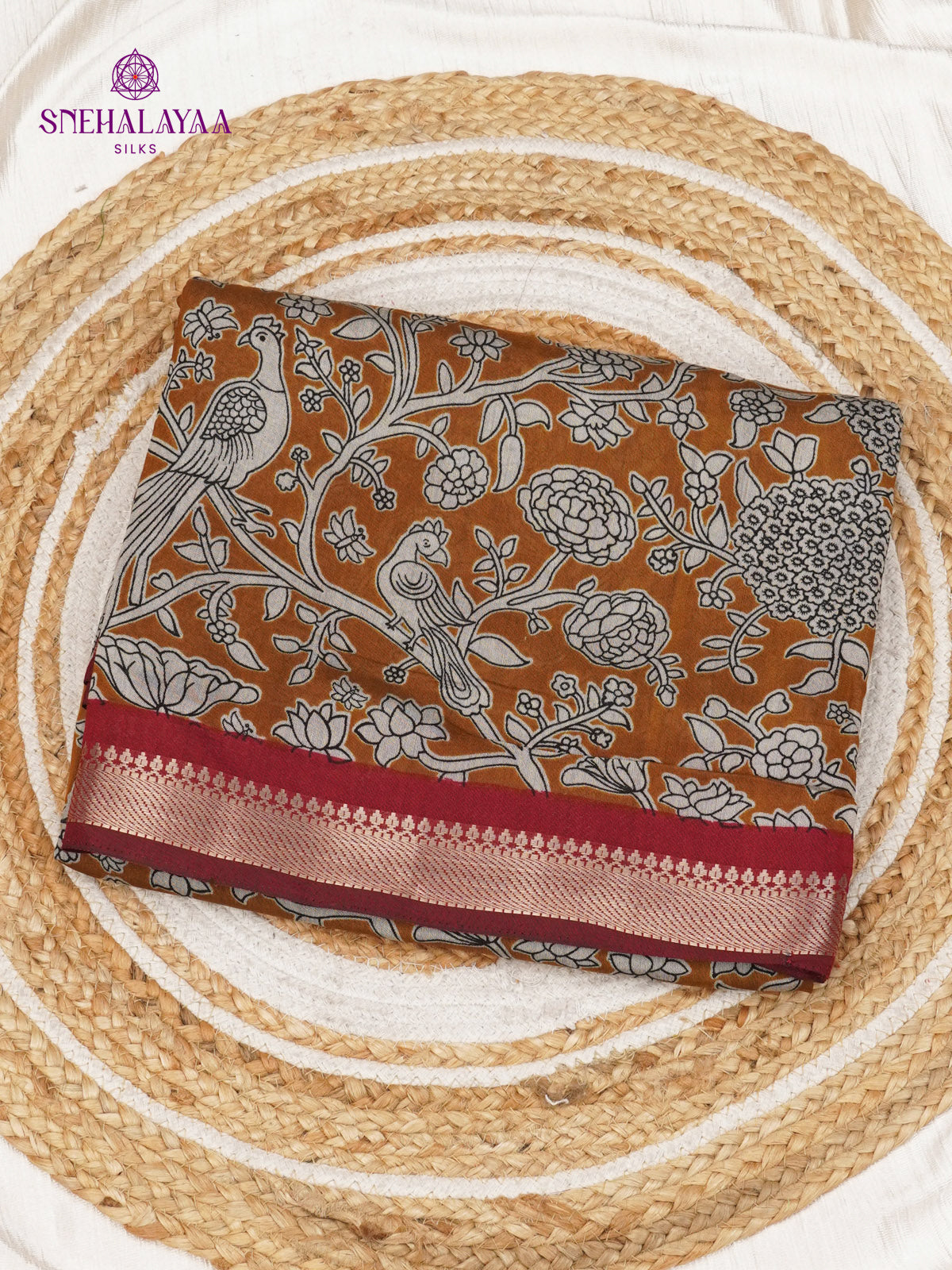 Mustard Orange Chanderi Saree