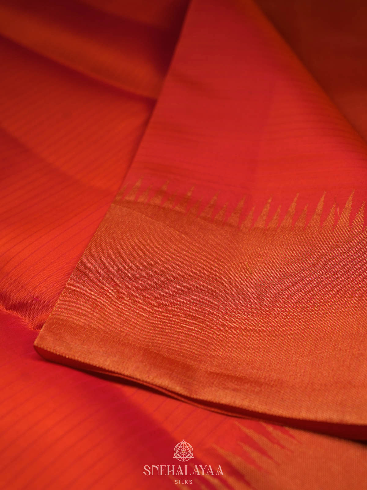 Orange Kanjivaram silk saree