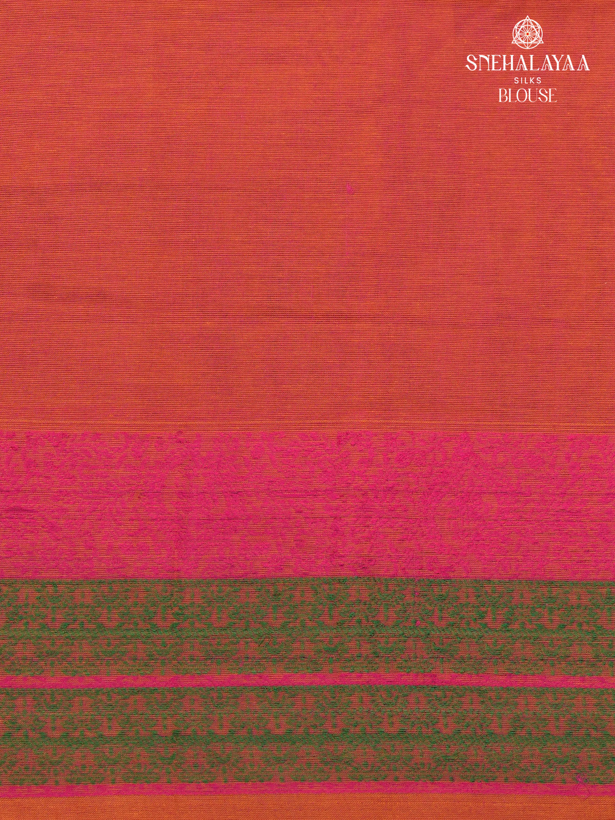 Rust Orange Handloom Cotton Saree