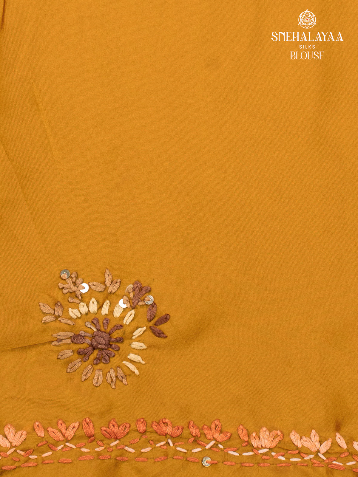 Yellow Satin Embroidery Saree