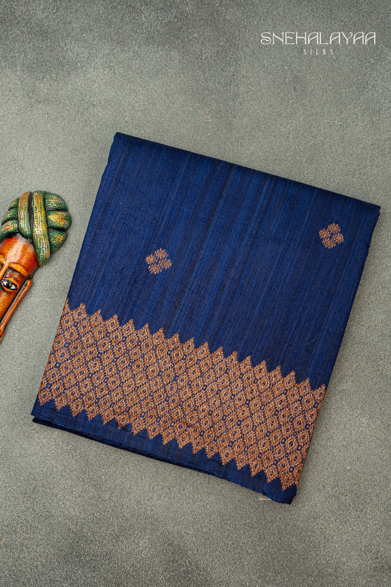 Admiral Blue Banaras Jute Silk Saree