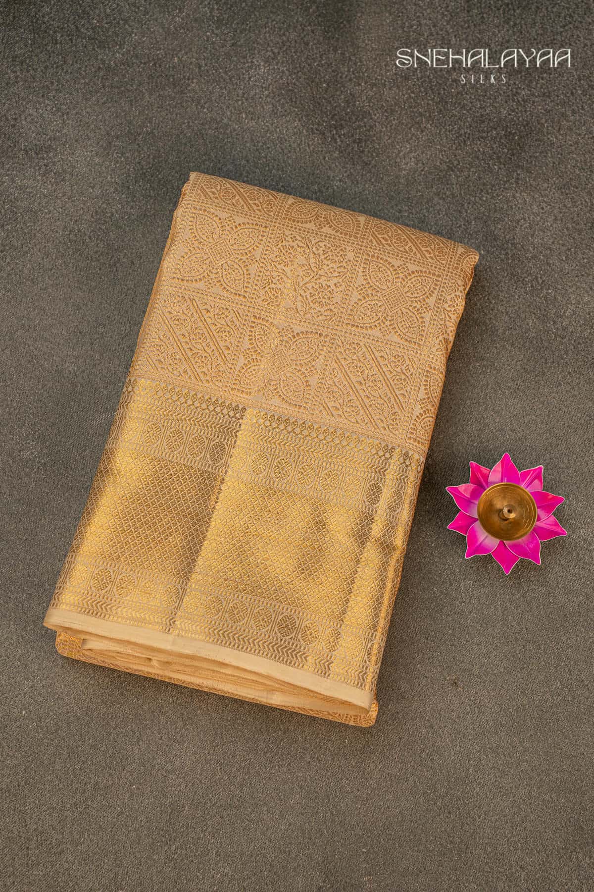 Cream Kancheevaram Wedding Silk Saree