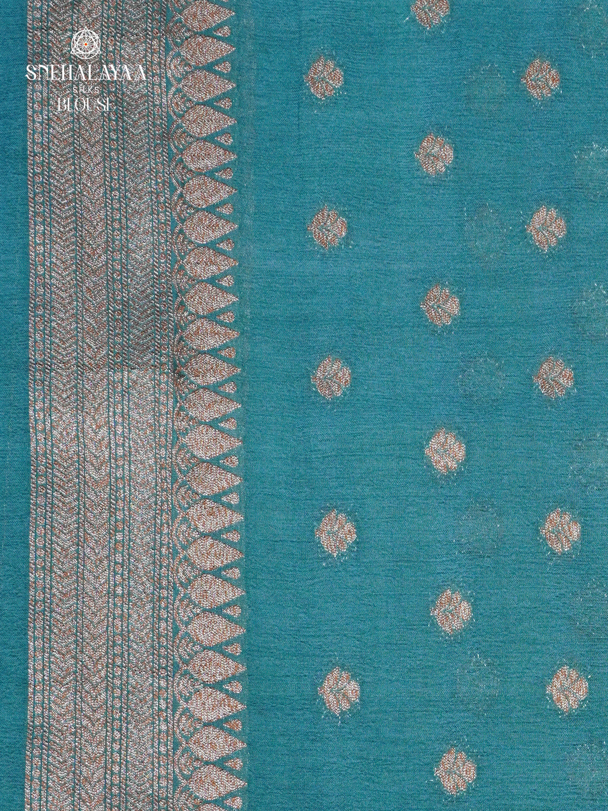 Sky Blue Banaras Crepe Silk Saree