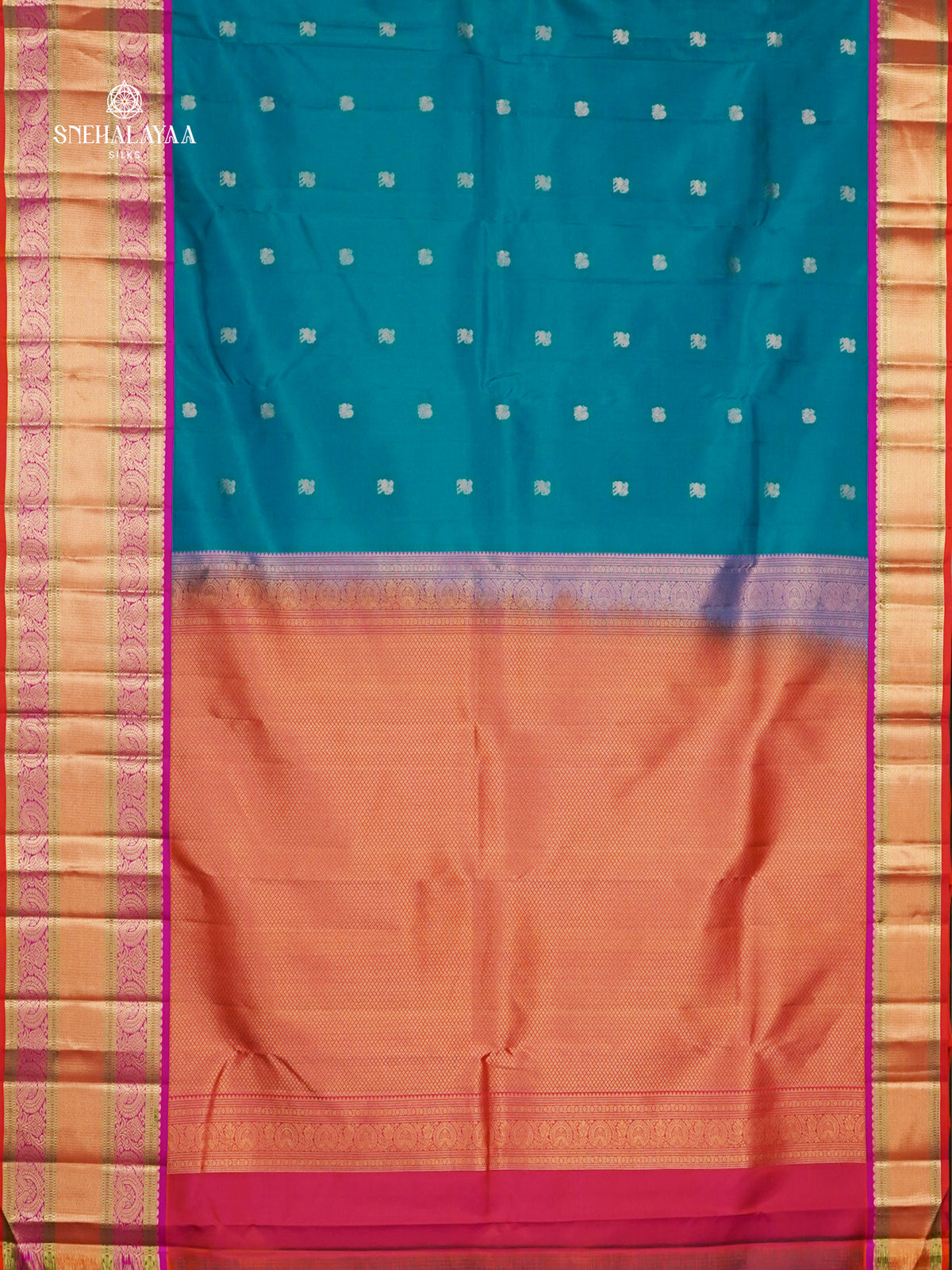 Peacock Blue Kanjivaram Silk Saree