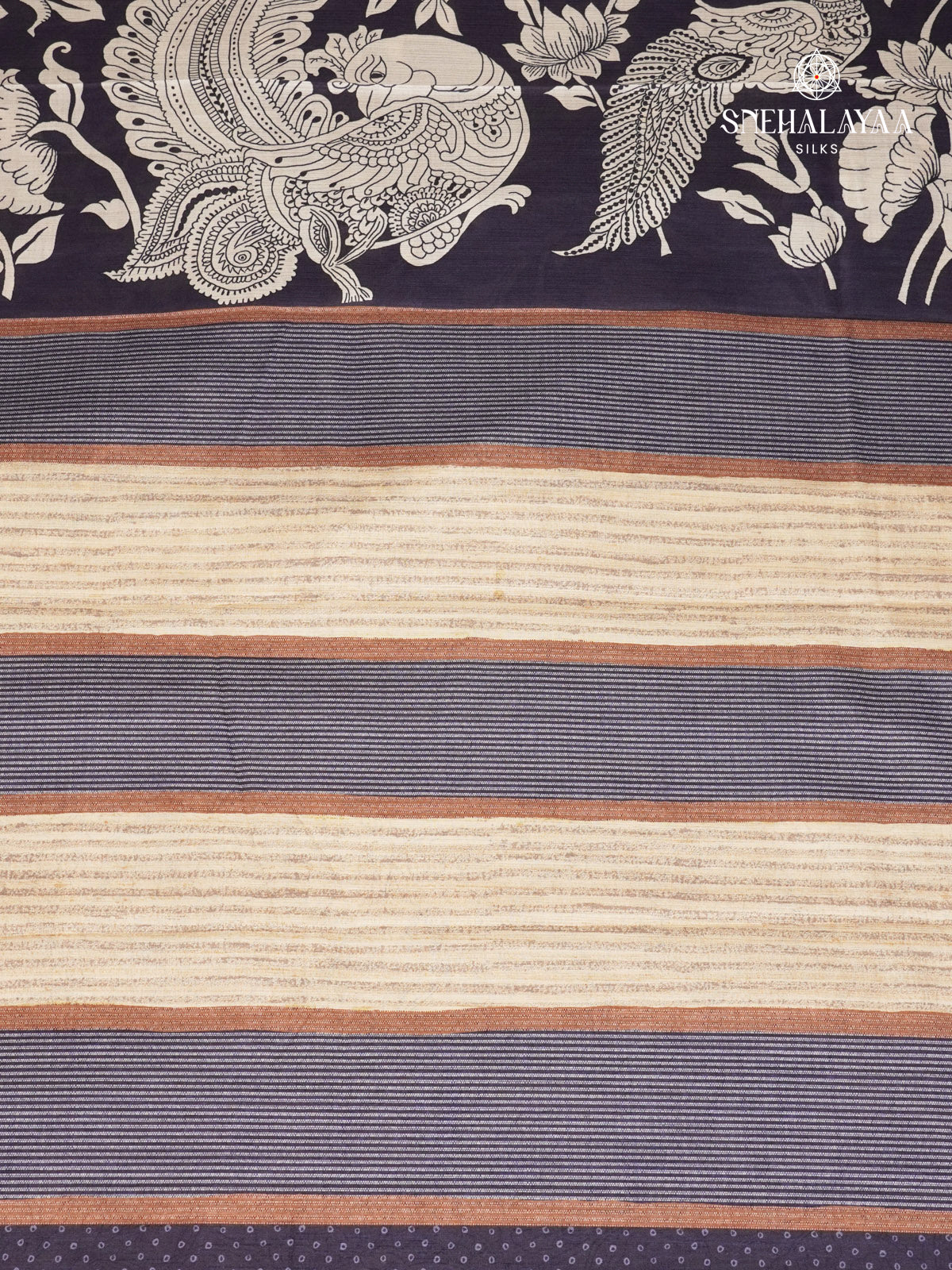 Navy Blue Tussar Saree