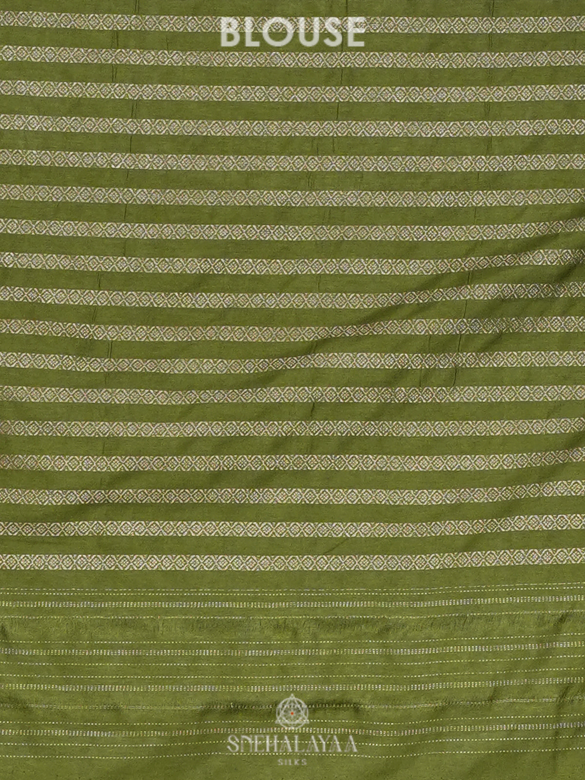 Olive Green Satin Banaras Silk Saree