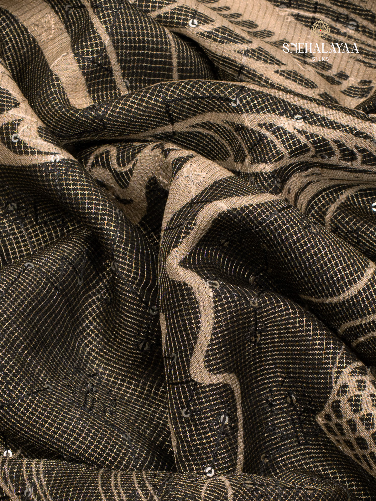 Black Dola Silk Embroidery Saree