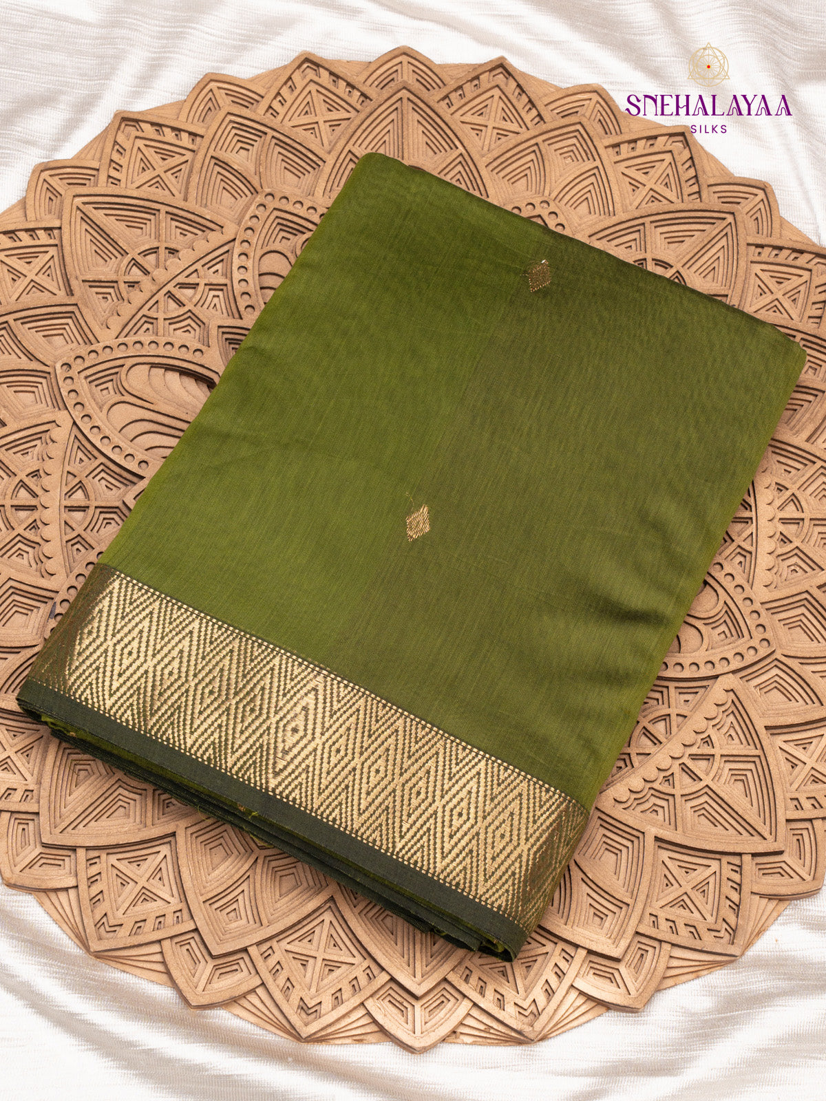 Light Green Maheshwari Silk Cotton Saree
