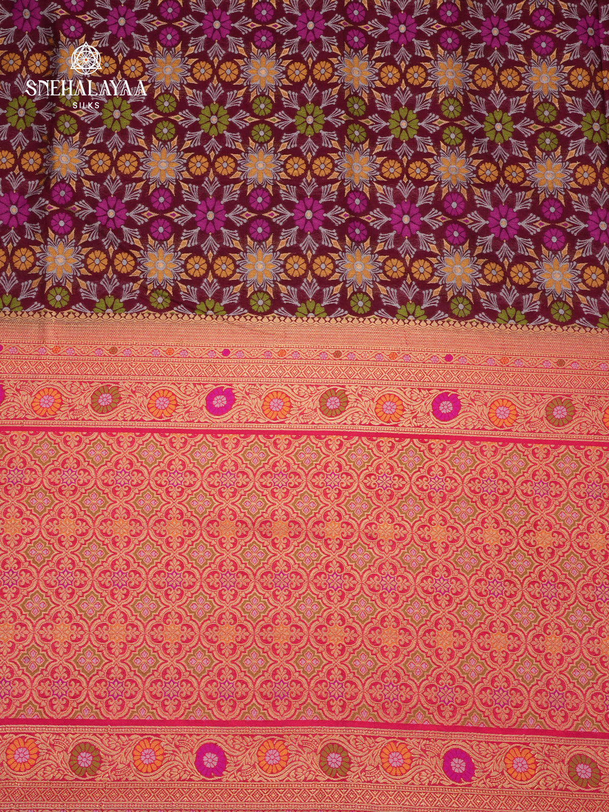 Rich Maroon Ikat Saree