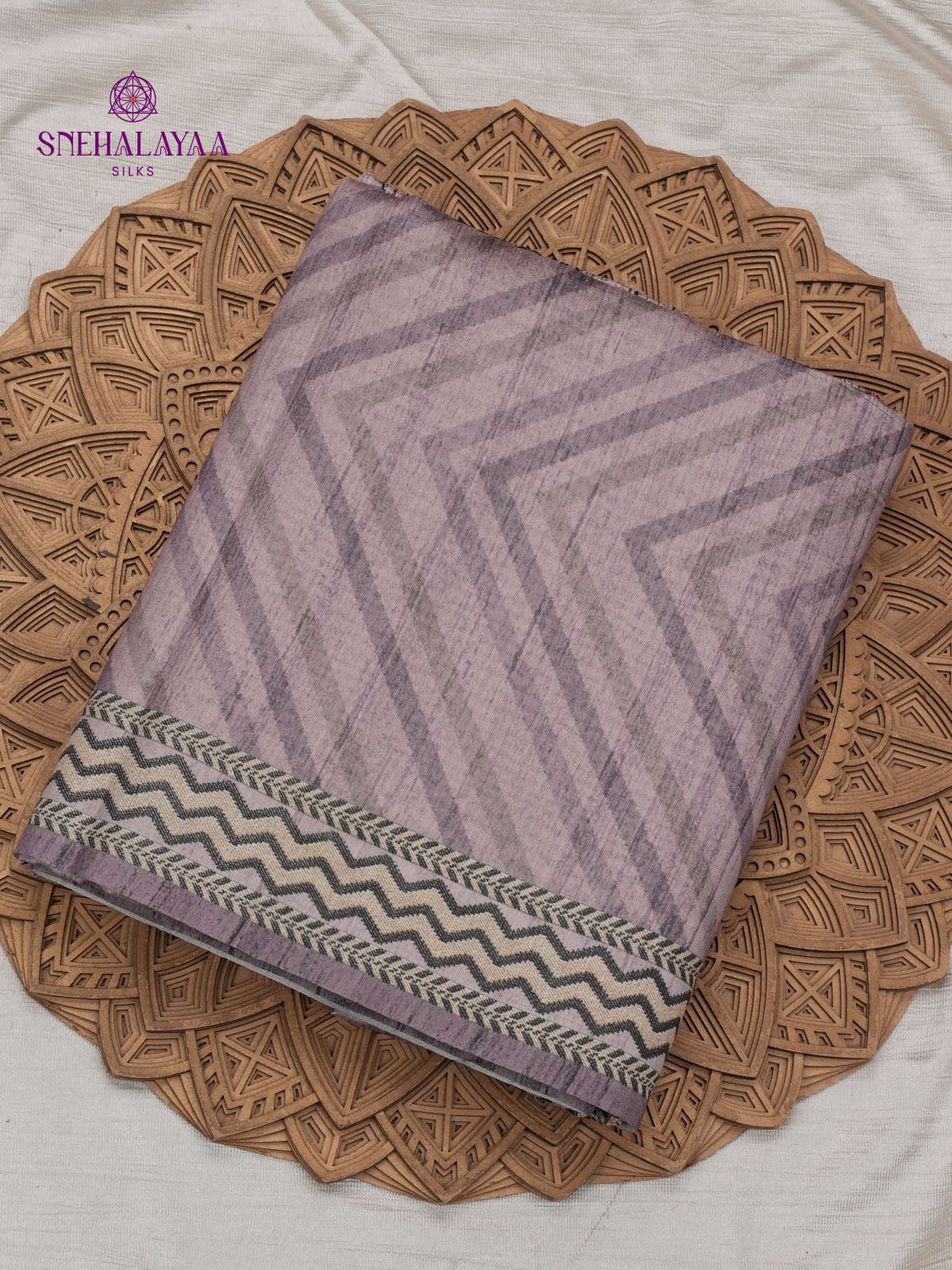 Grey Tussar Embroidery Saree