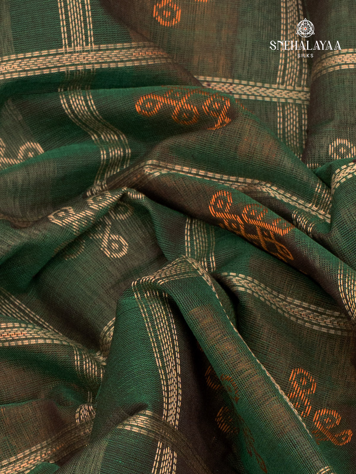 Forest Green Pure Kanchi Cotton Saree