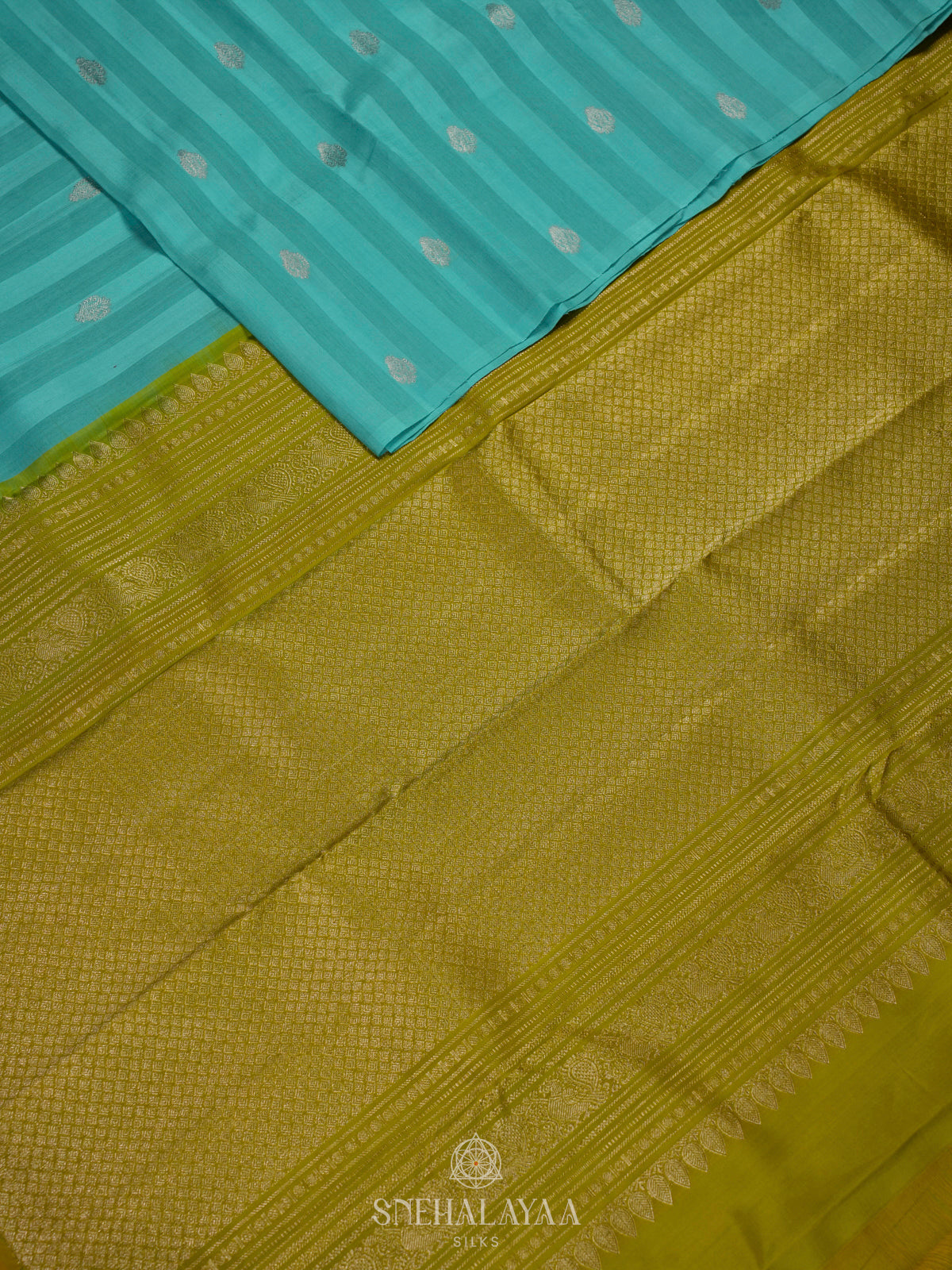 Blue Kanchi Linen Silk Saree