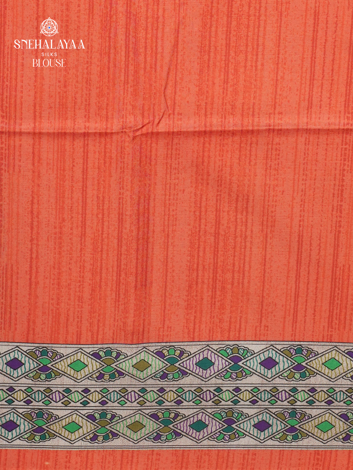 Beige with Orange Border Madhubani Saree