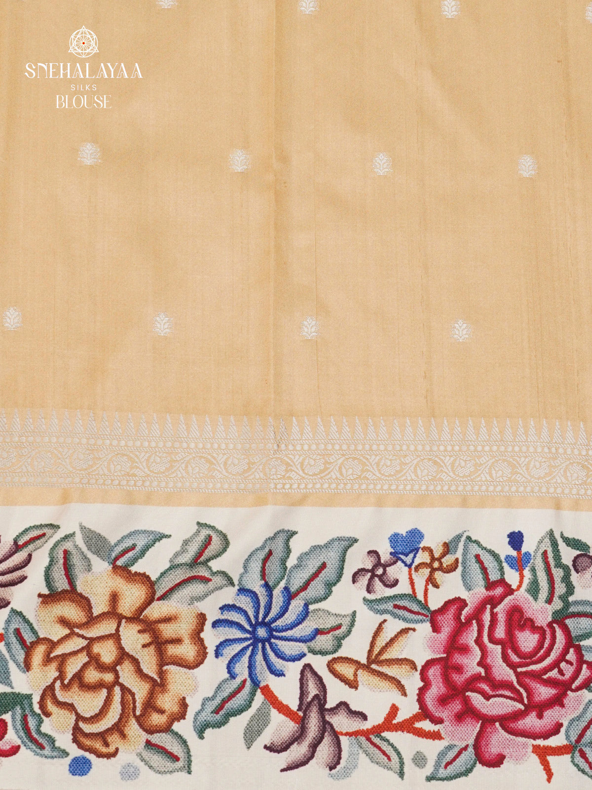 Cream Banaras Dola Silk Saree