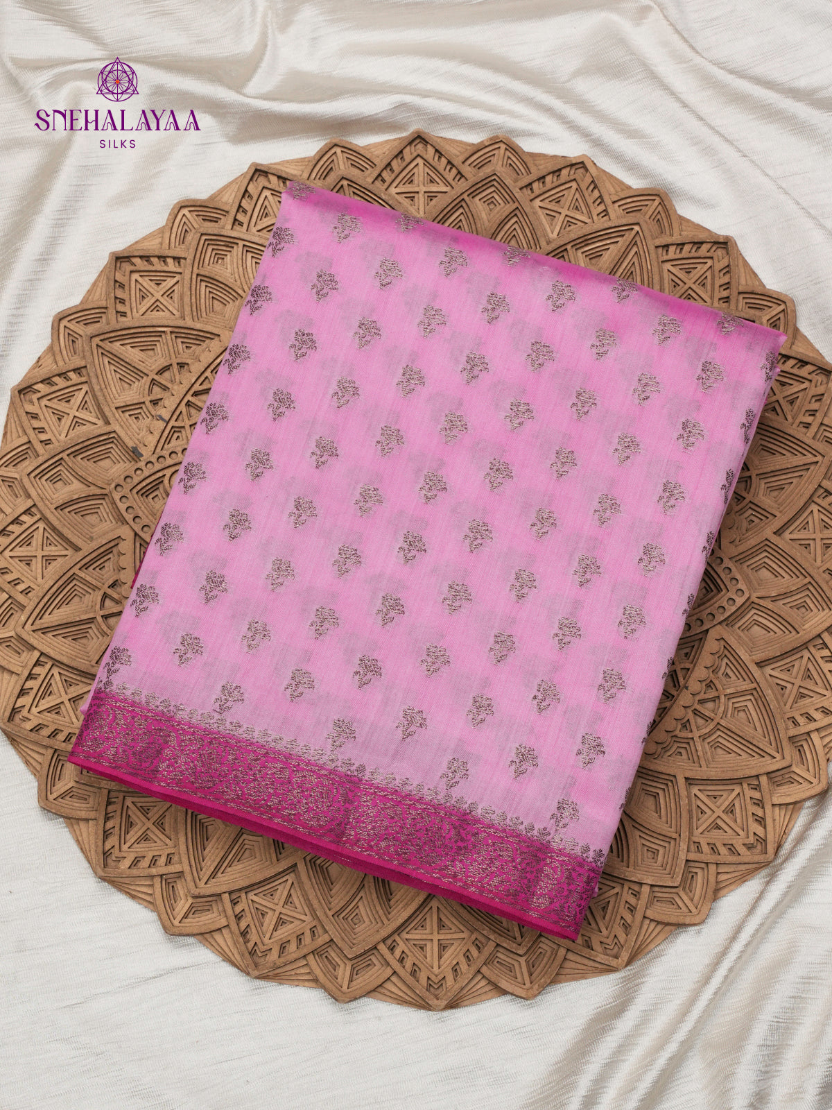 Pale Pink Banaras Chiniya Silk Saree