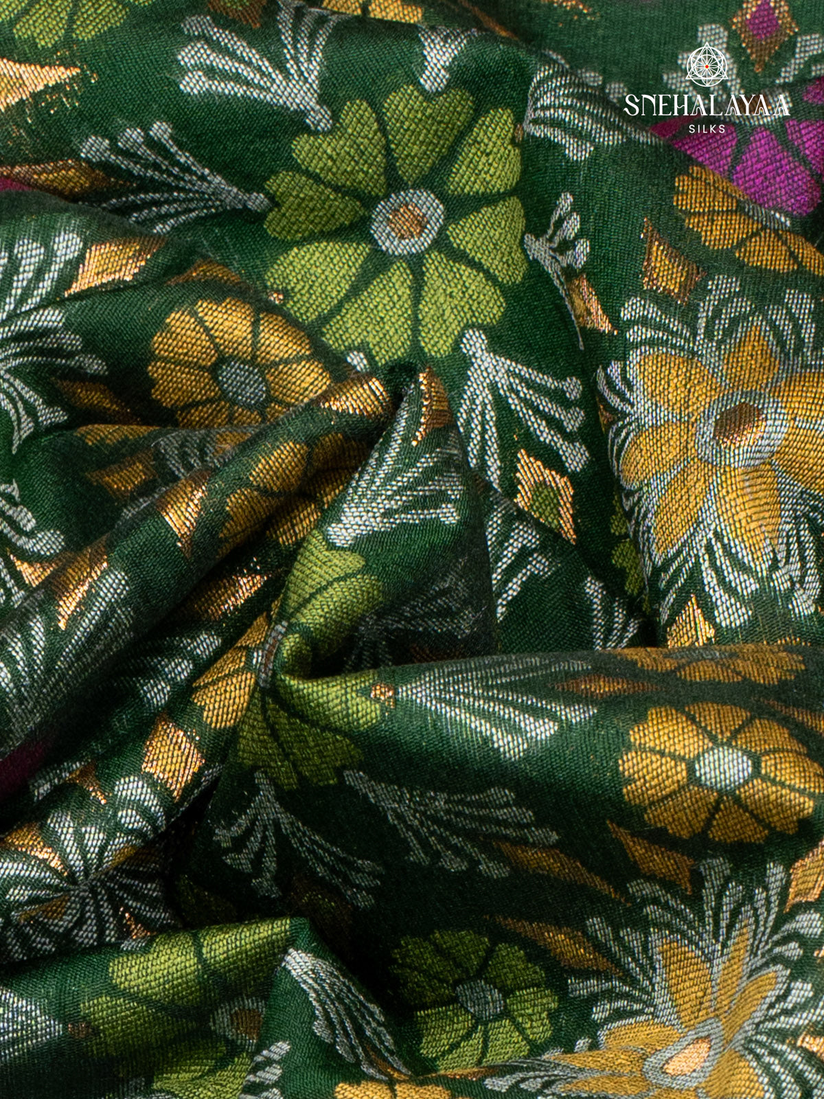 Forest Green Ikat Silk Saree