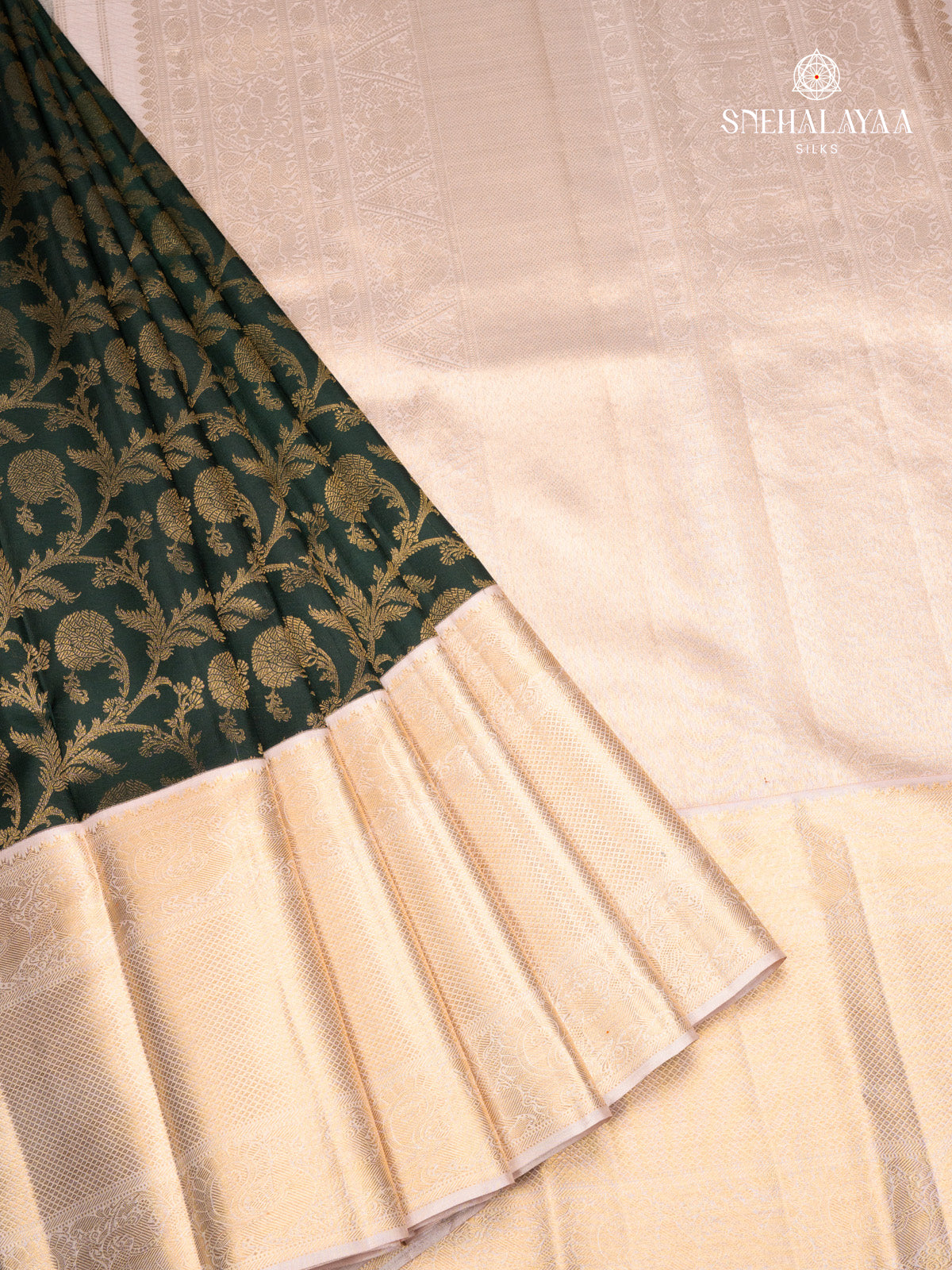 Bottle Green Kanjivaram Silk Saree