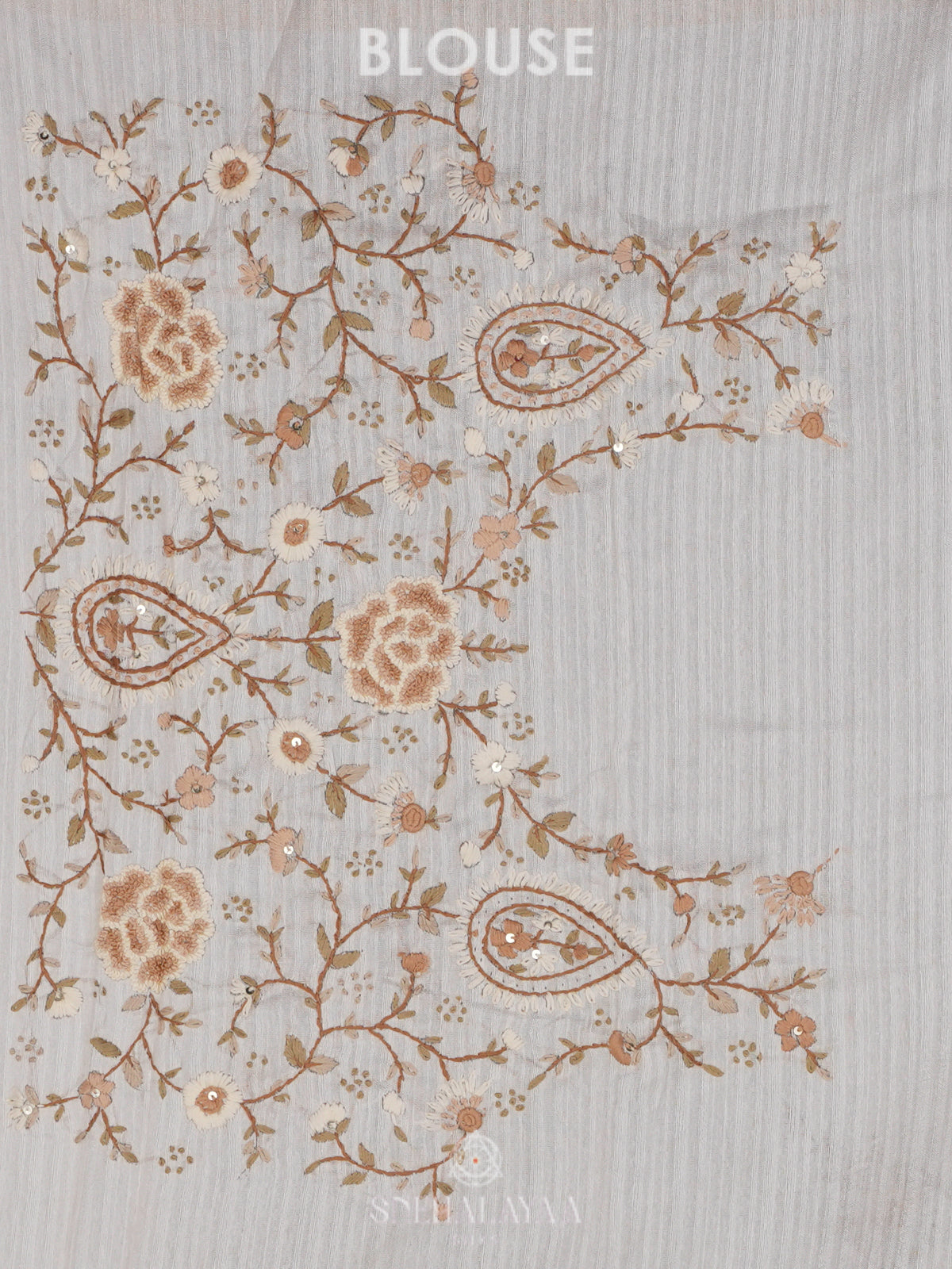 Off White Linen Embroidery Saree