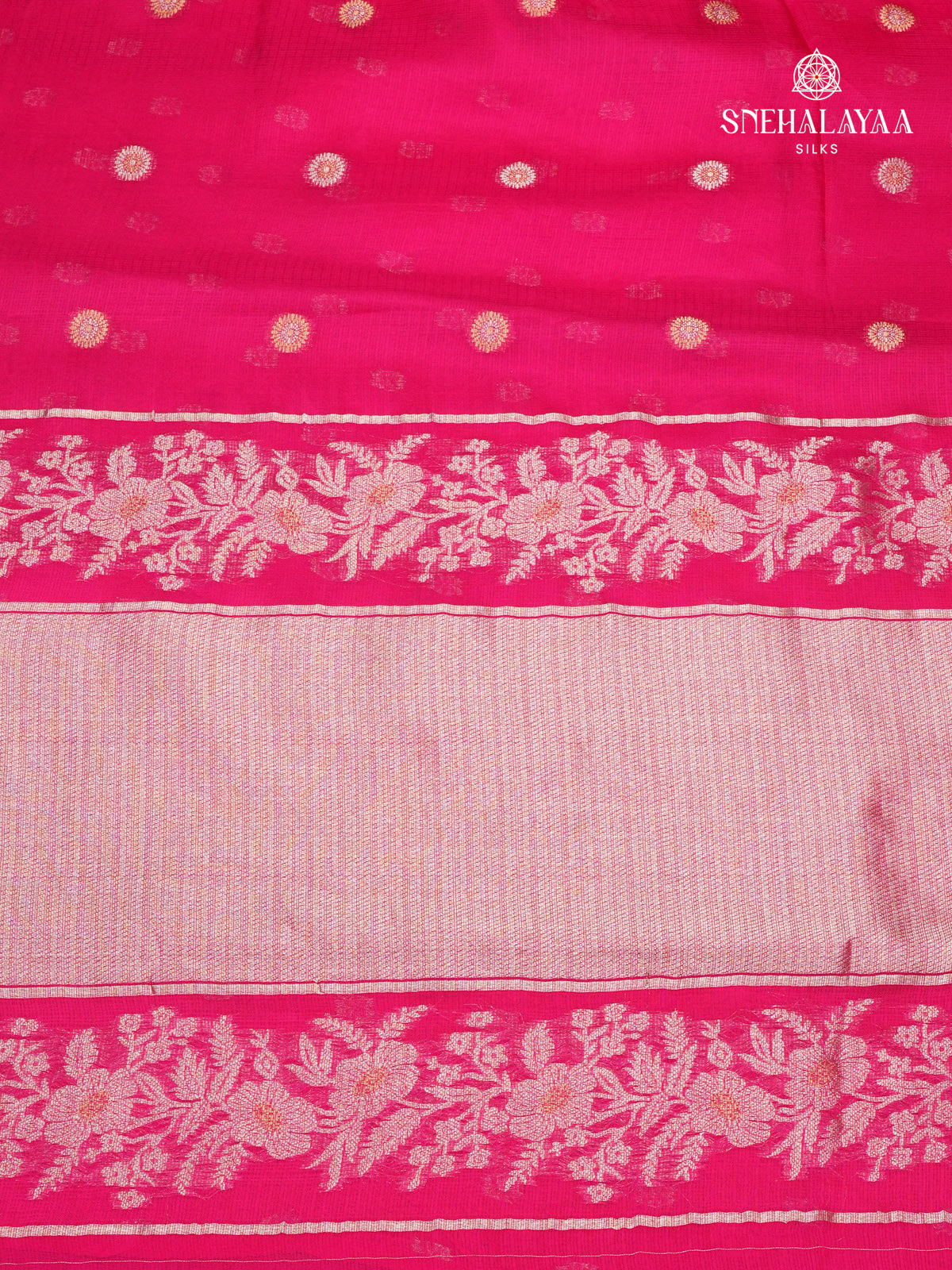 Rani Pink Semi Banaras Silk Saree