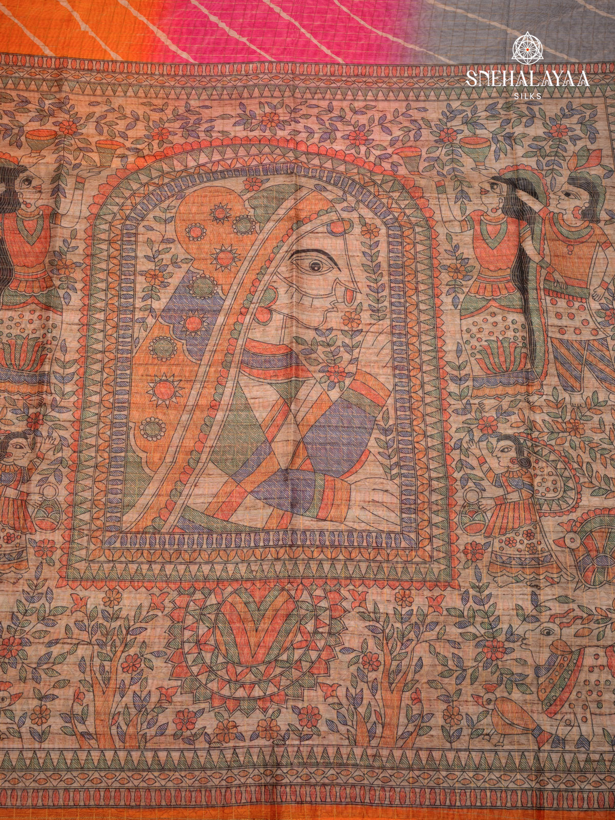 Multi Colour Madhubani Saree