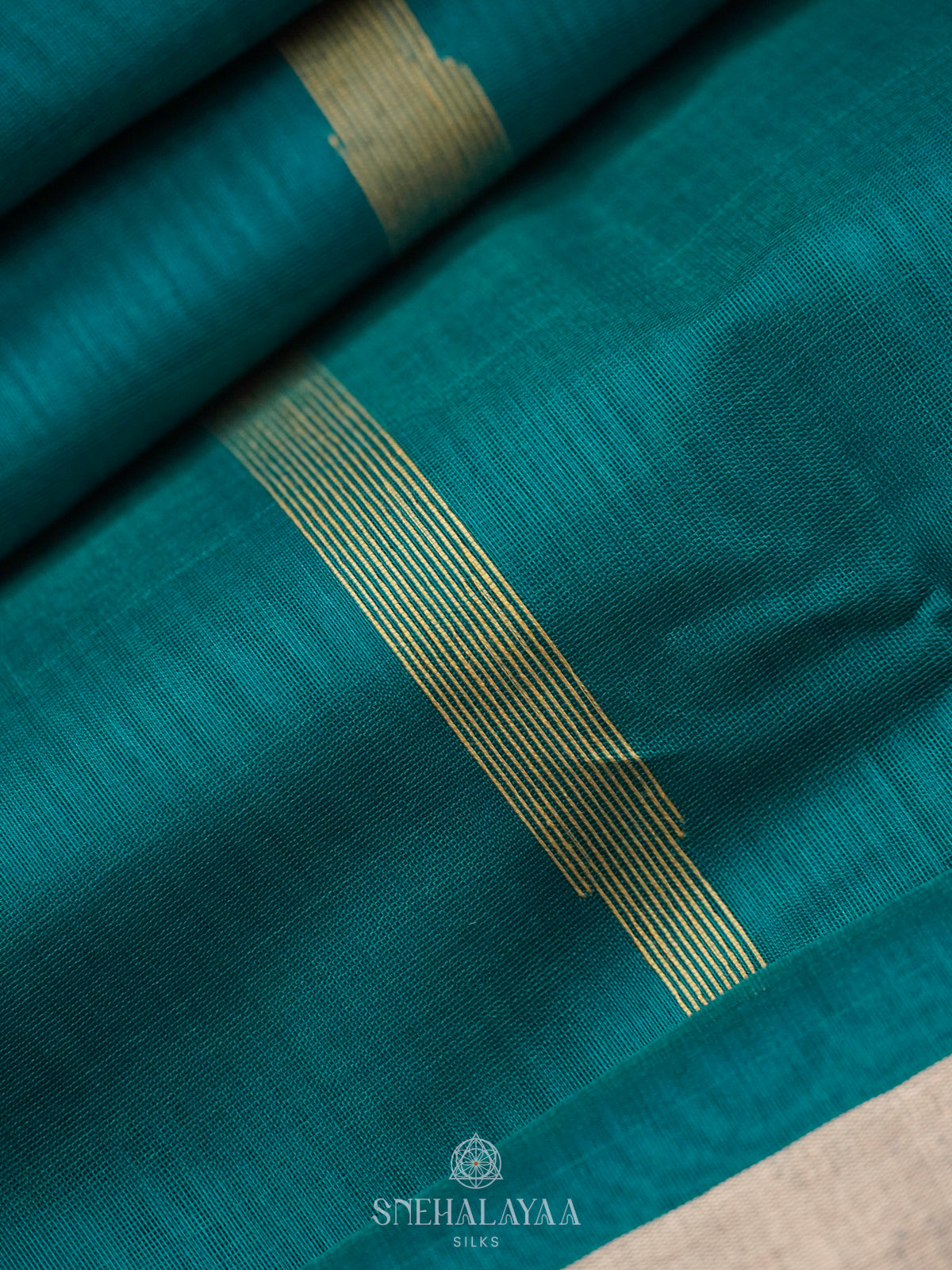 Peacock Blue Kanchi Silk Cotton Saree