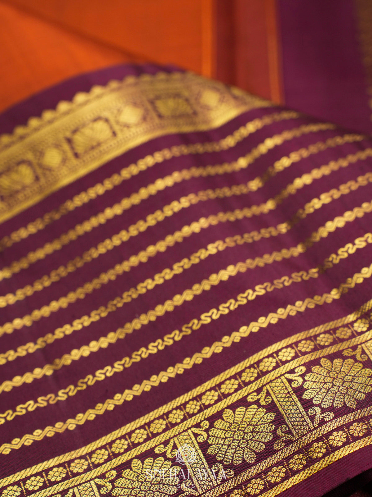 Rust Orange Kanjivaram Silk Saree