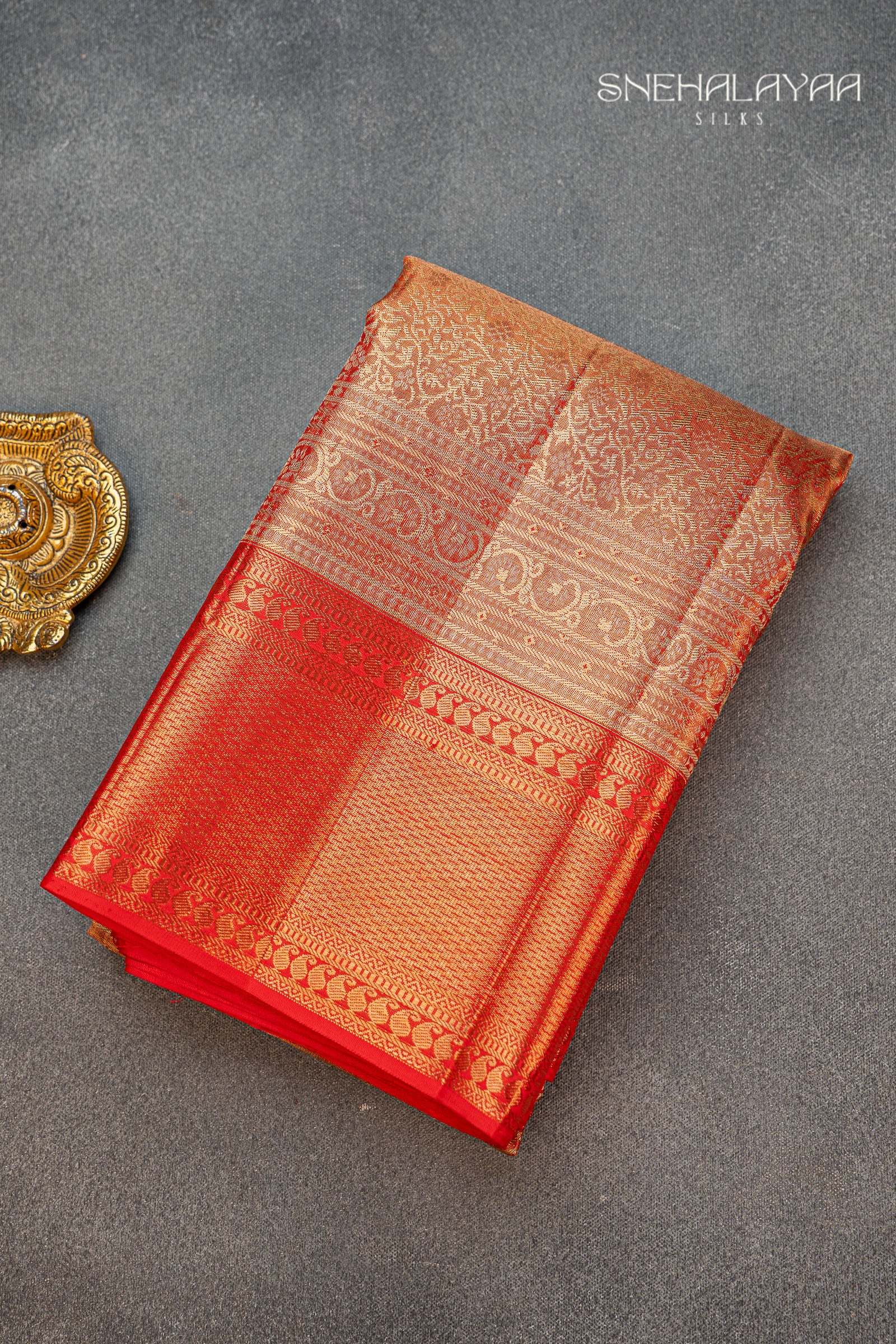 Rose Red Kancheevaram Tissue Silk Saree