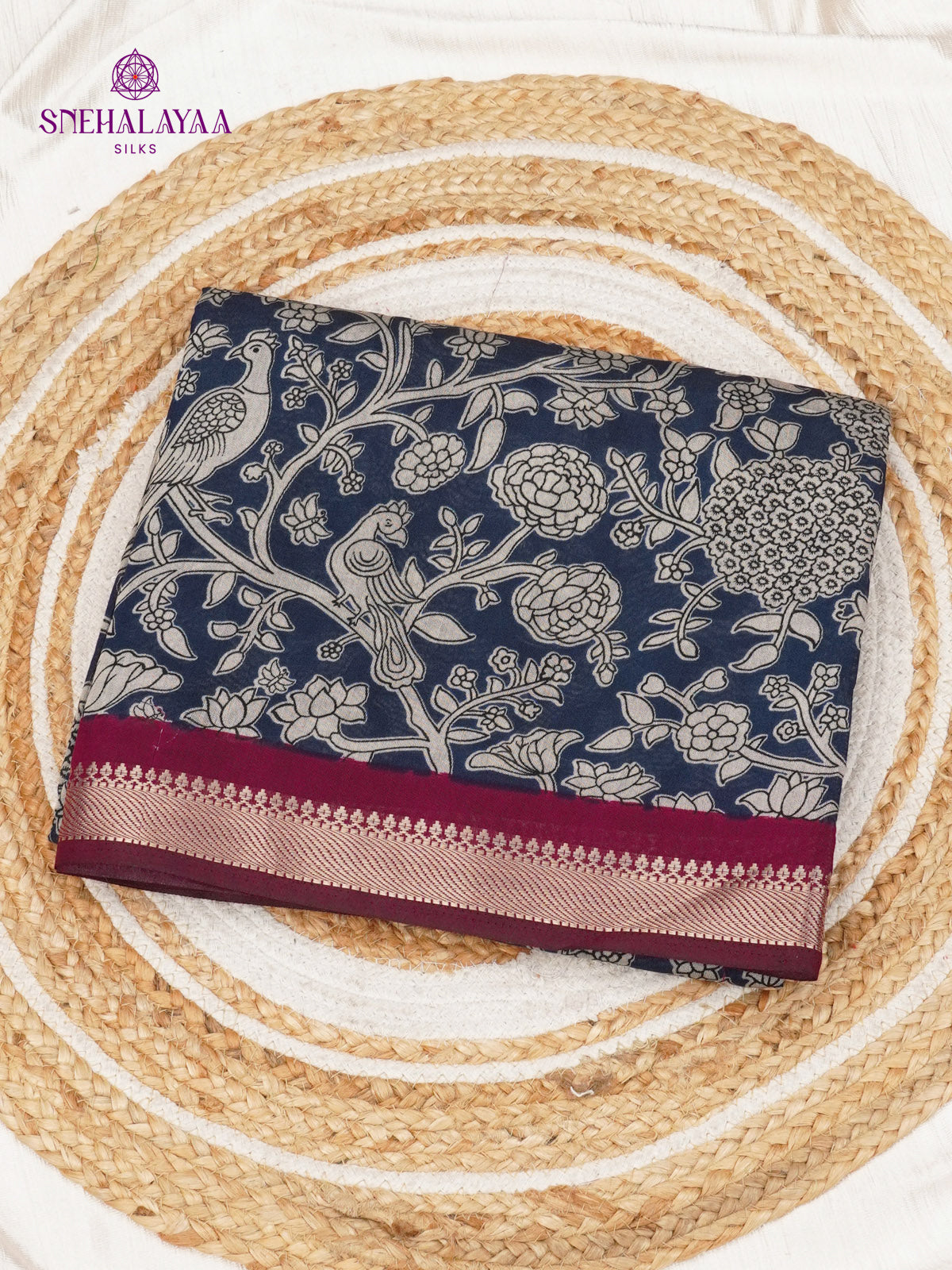 Indigo Chanderi Saree