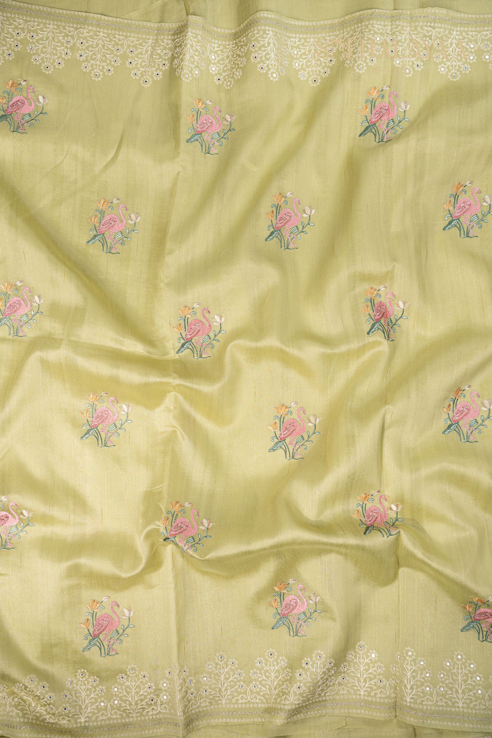 Pistachio Green Raw Silk Saree