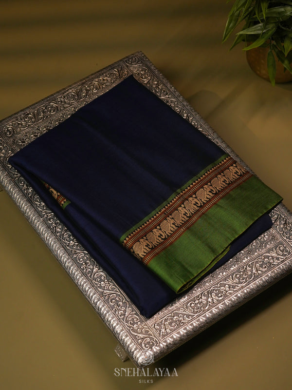 Royal Blue Narayanpet Cotton Saree without Blouse
