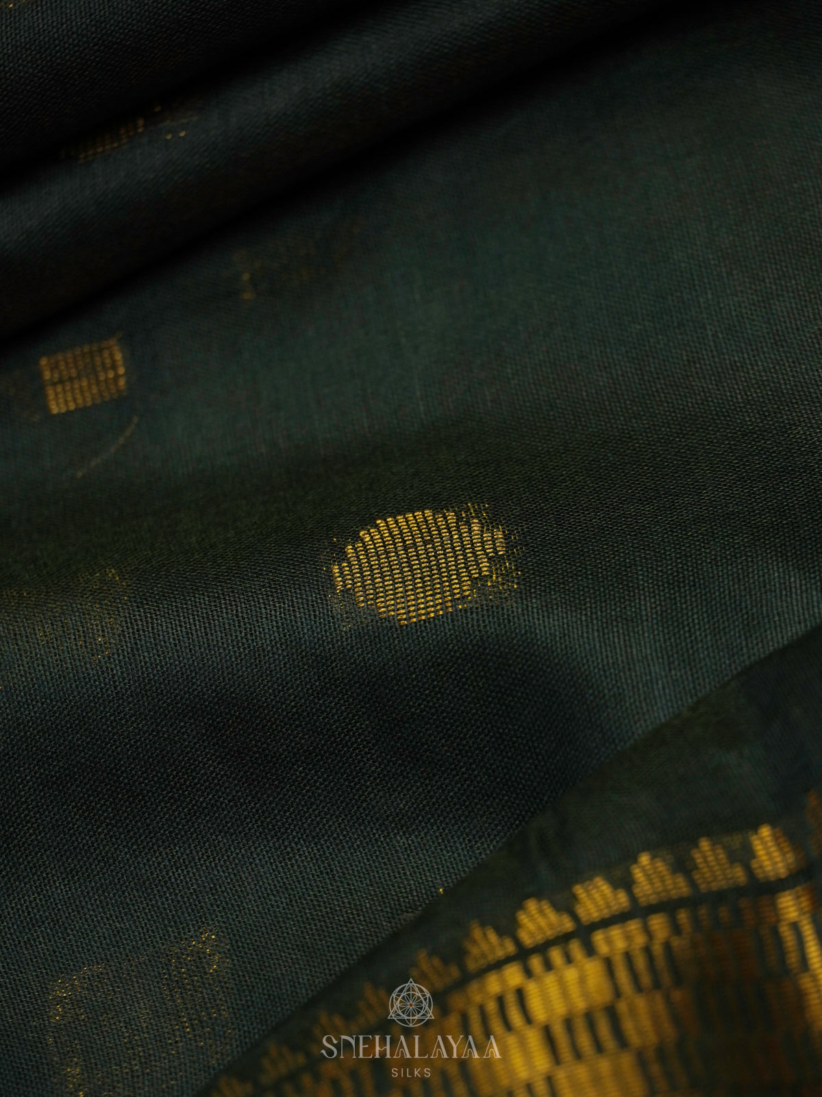 Forest Green Bamboo Silk Saree