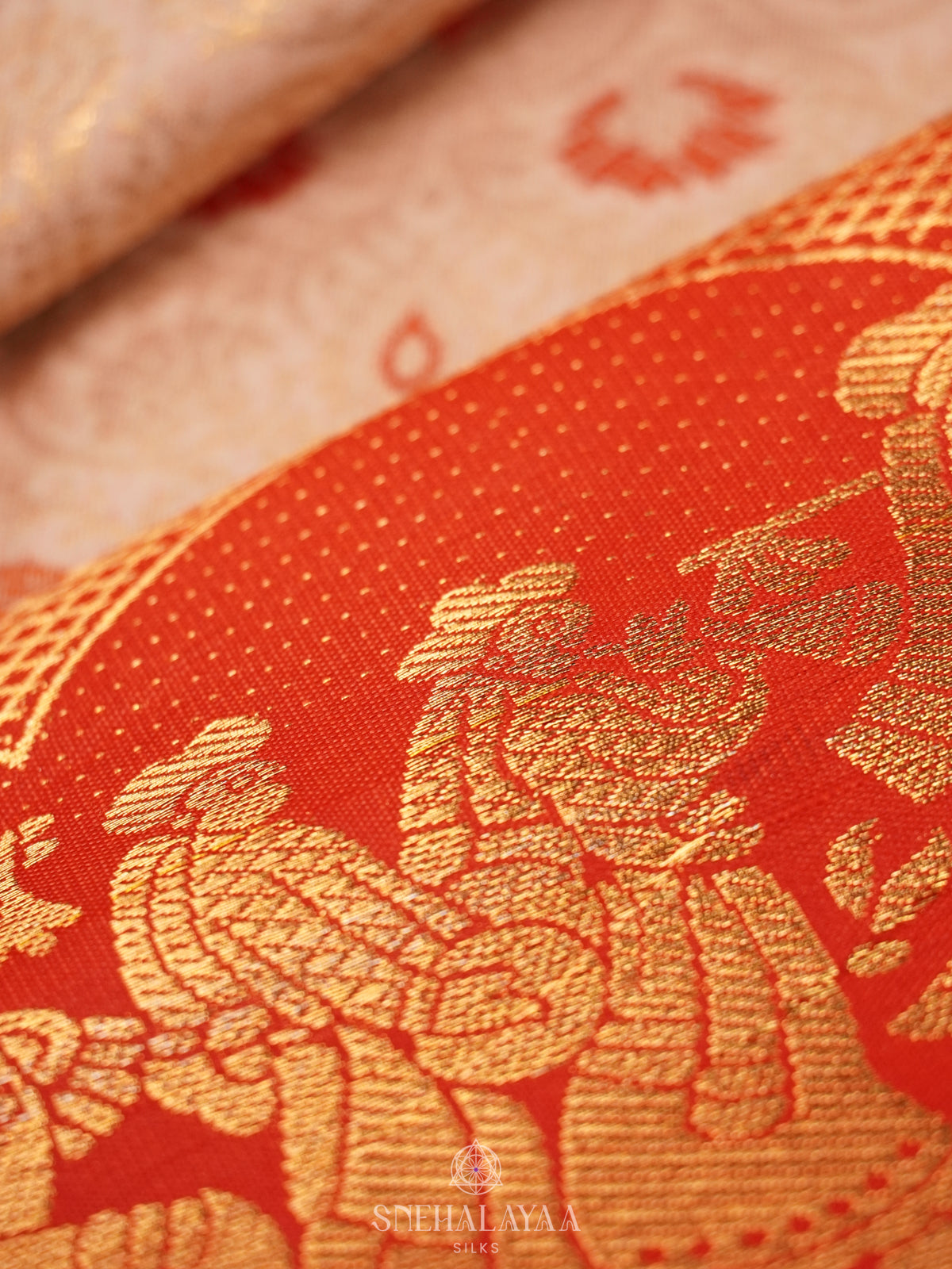 Cream Art Silk Saree