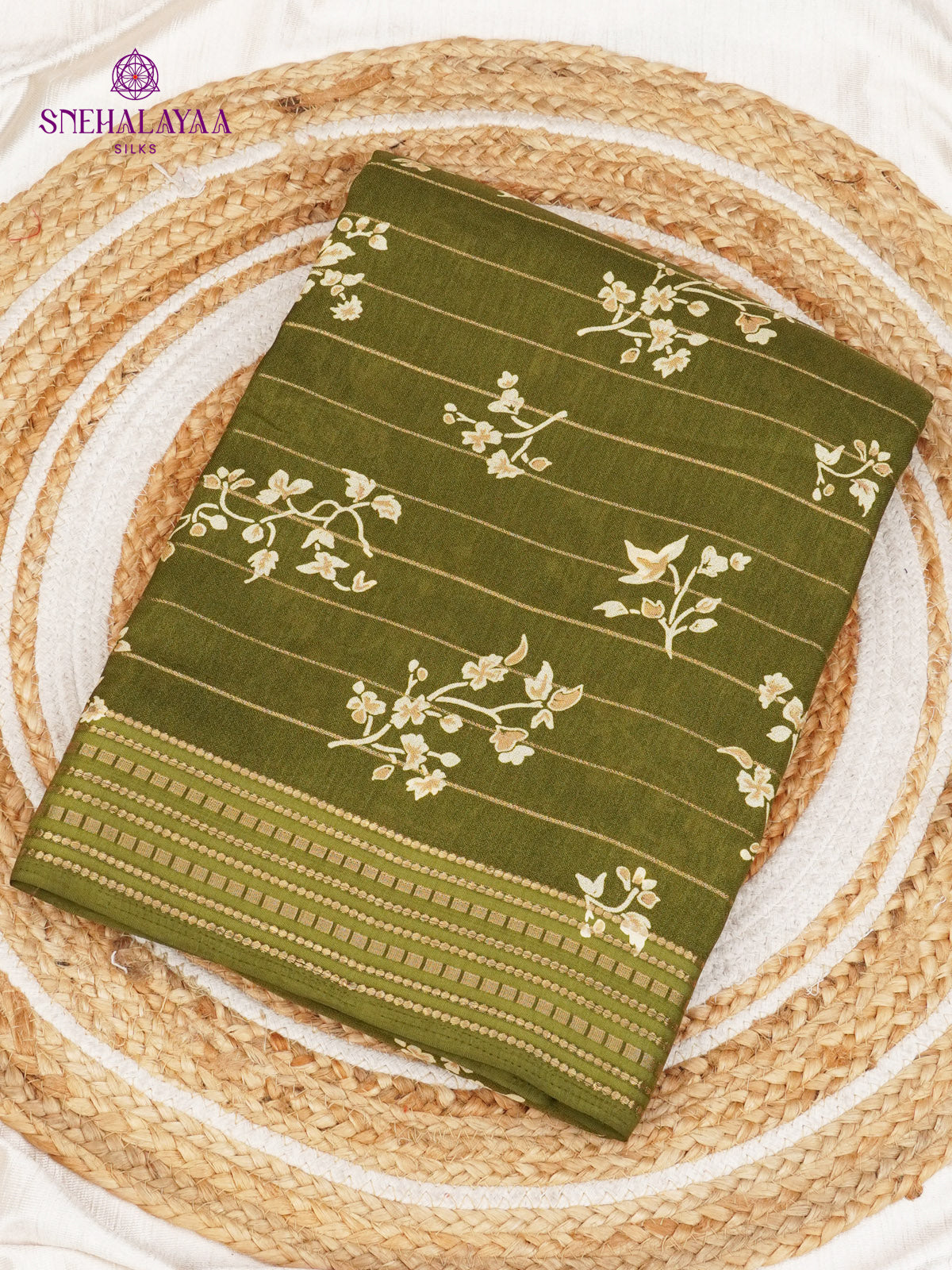 Olive Green Dola Silk Saree