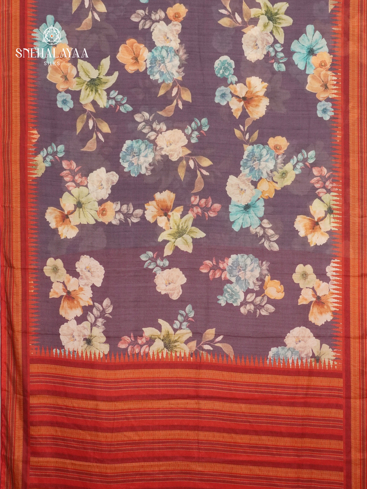 Grey Printed Creap Saree