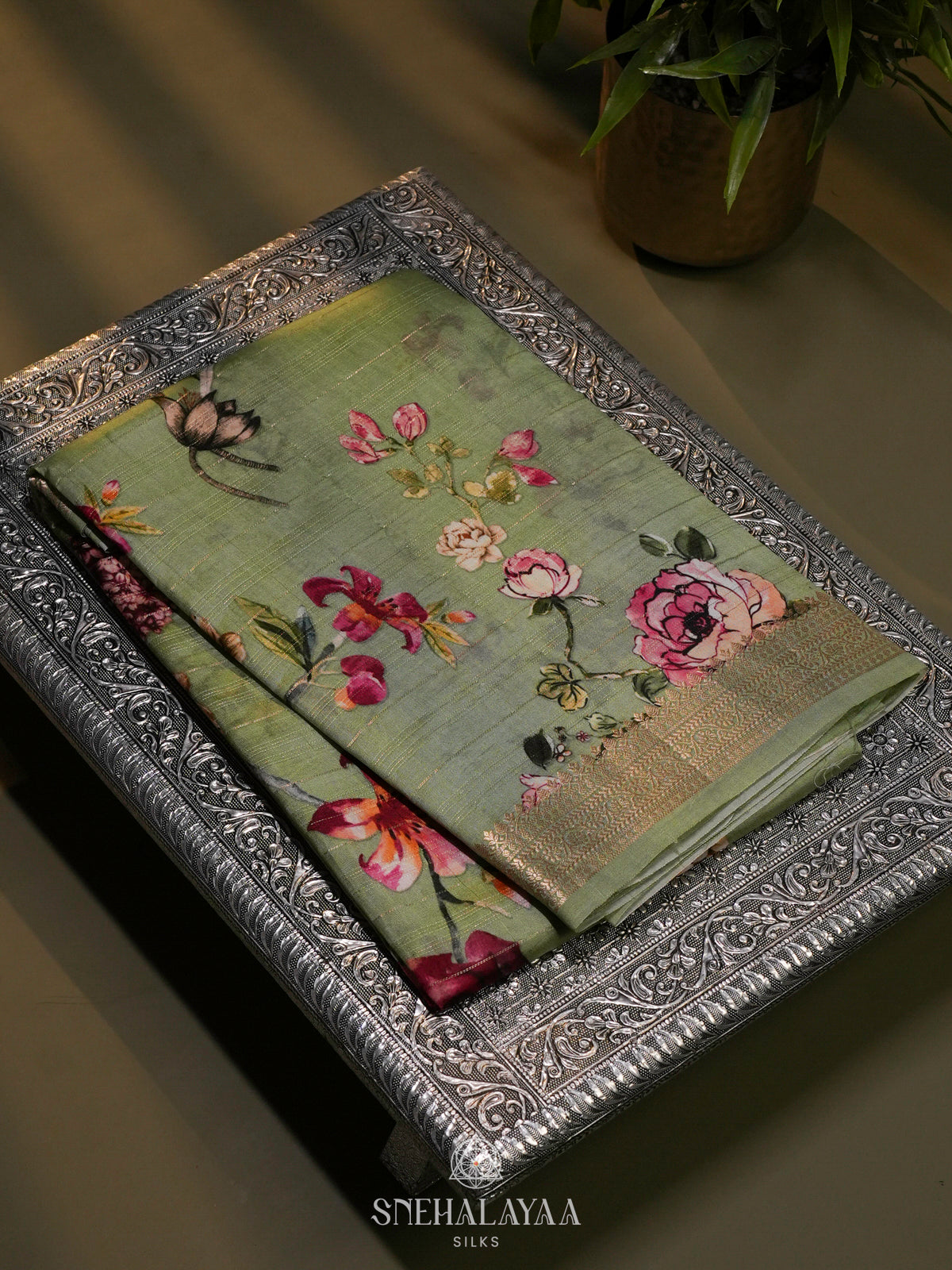 Green Kora Silk Saree