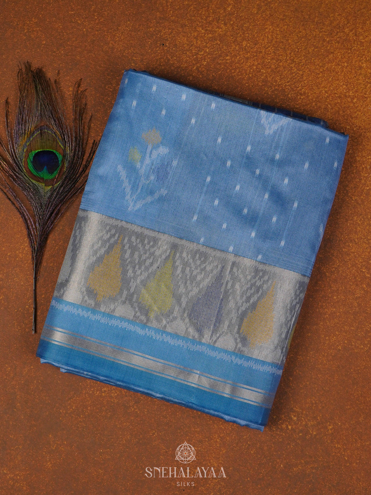 Blue Tussar Saree