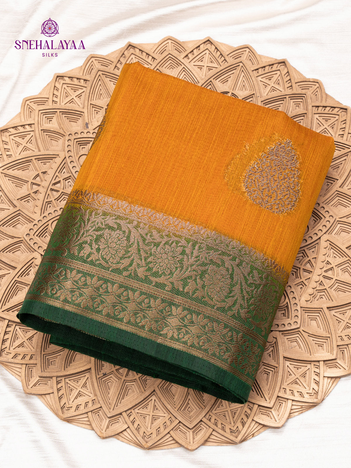 Rust Orange Banaras Jute Saree