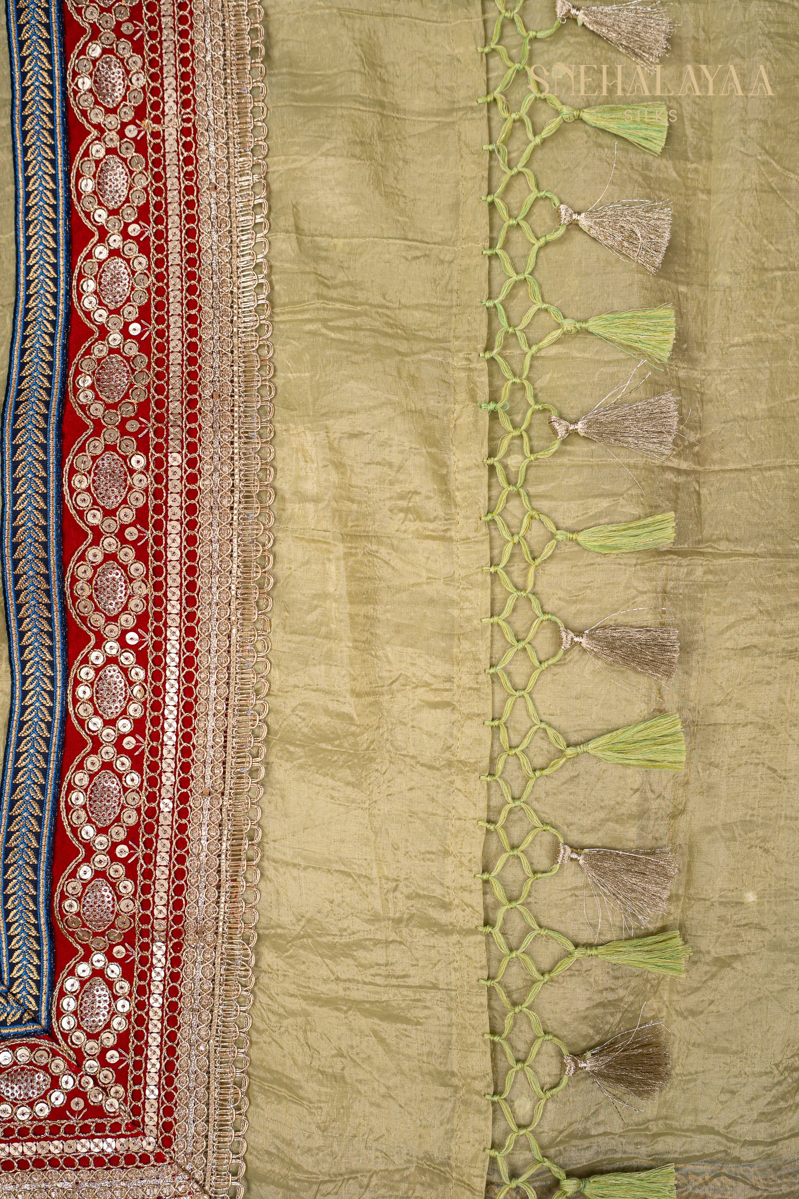 Olive Green Designer Saree