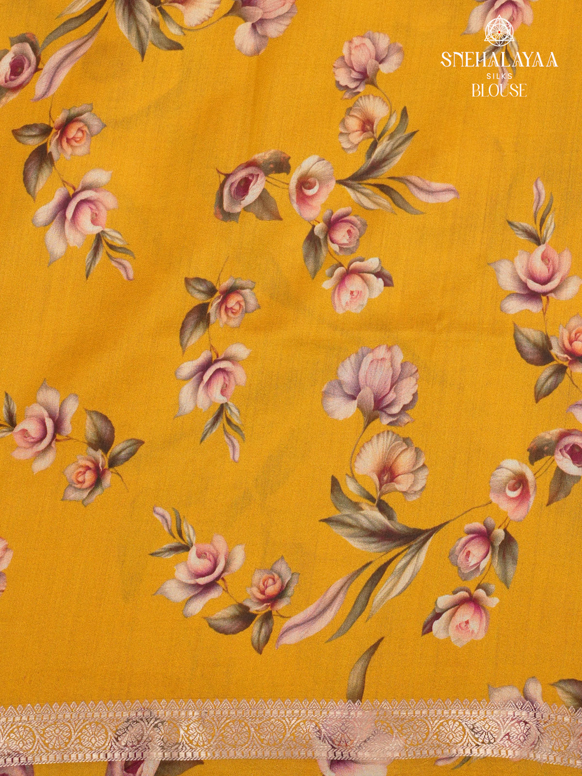 Yellow Chiniya Silk Saree