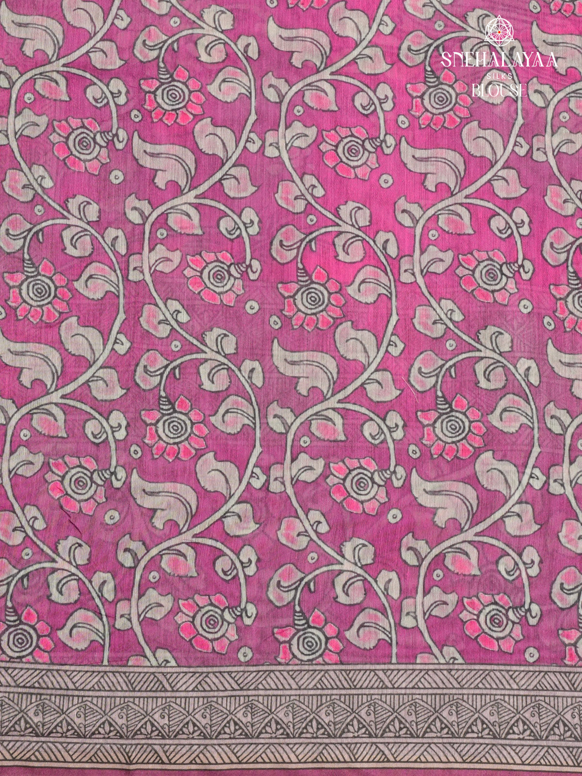 Pastel Pink Printed Linen Saree