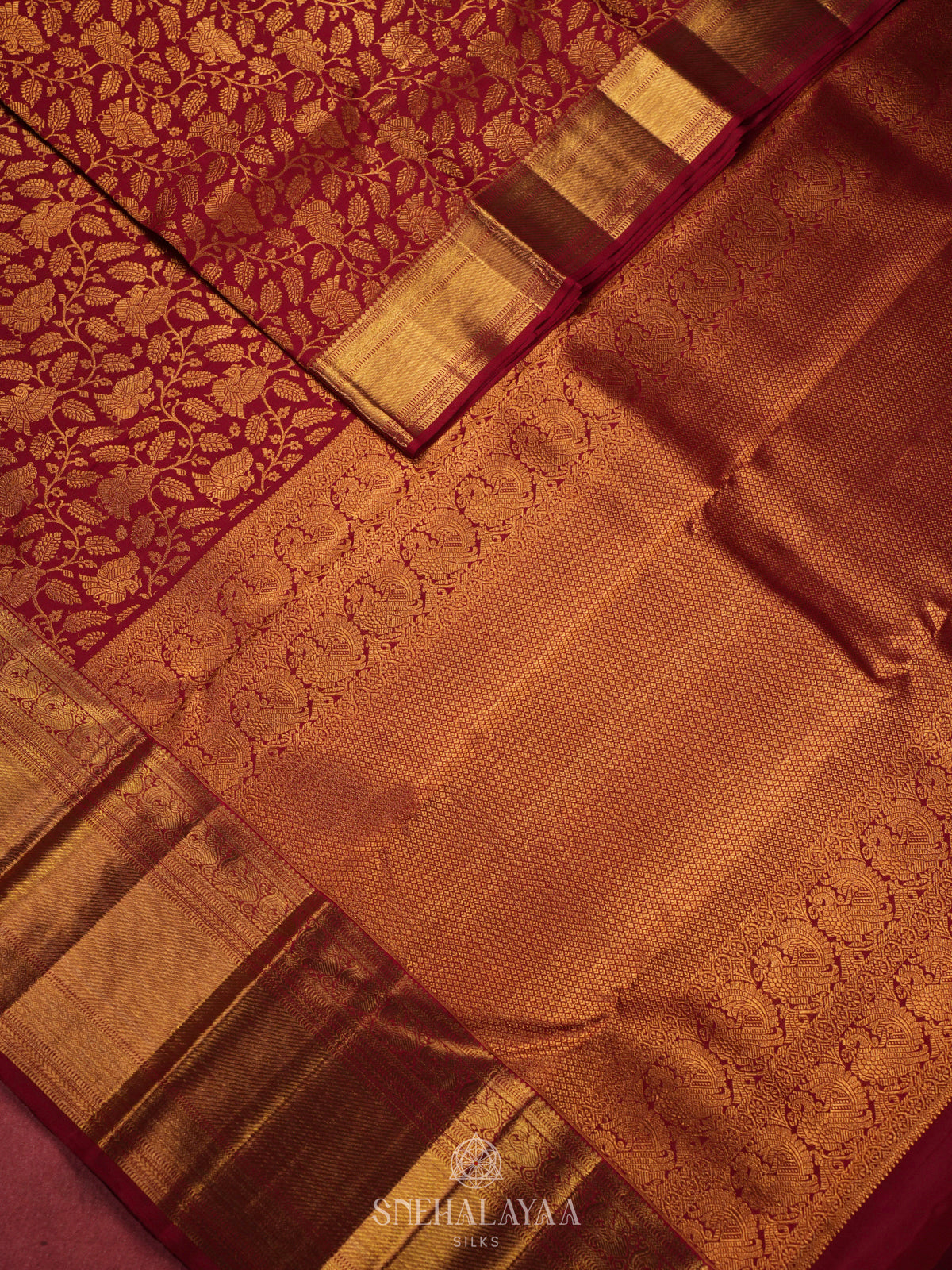 Maroon Kanjivaram Silk Saree
