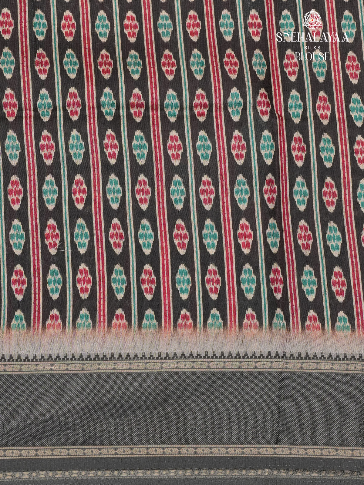 Peach Floral Printed Tussar Saree