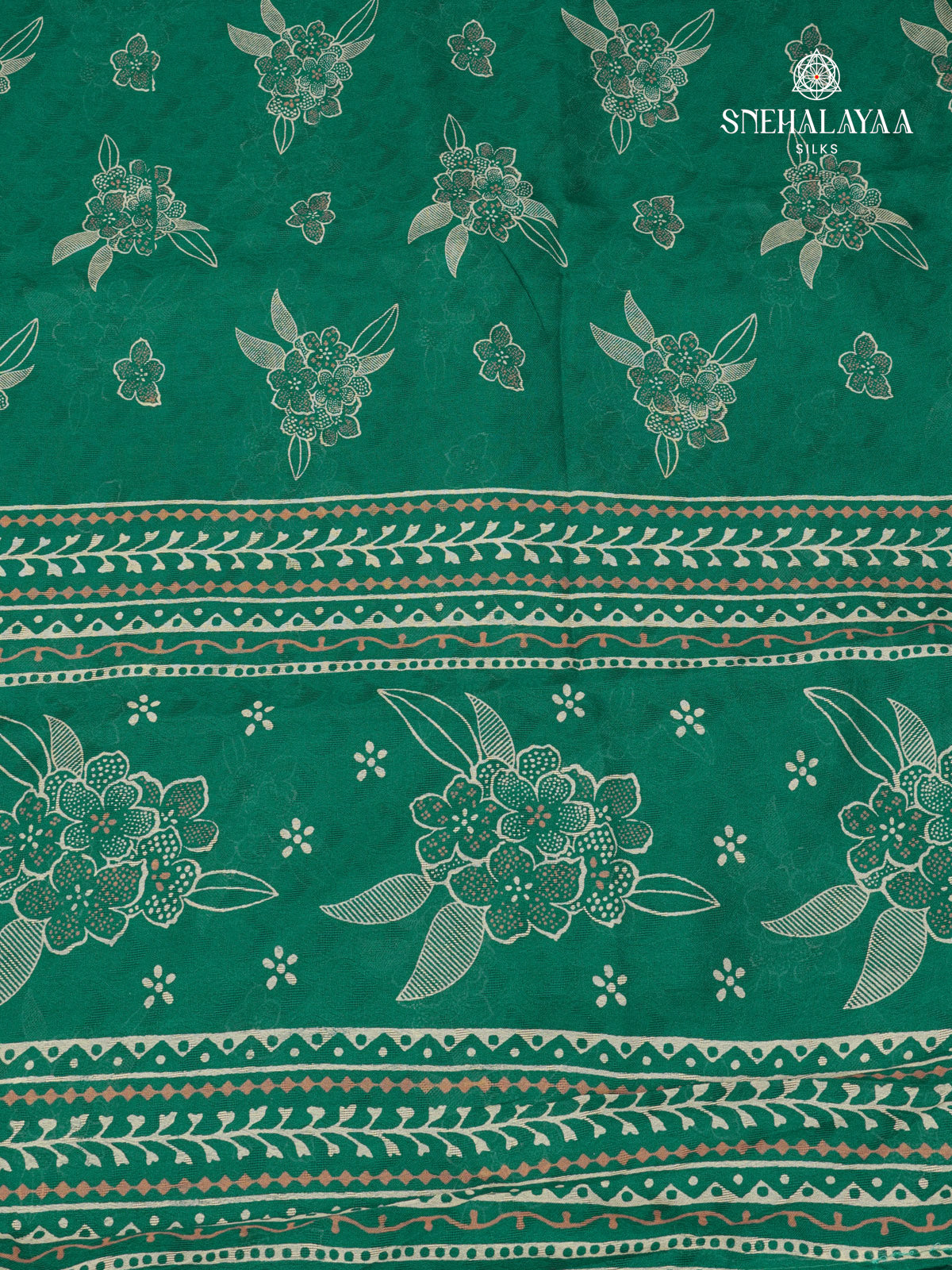 Green Printed Matka Saree