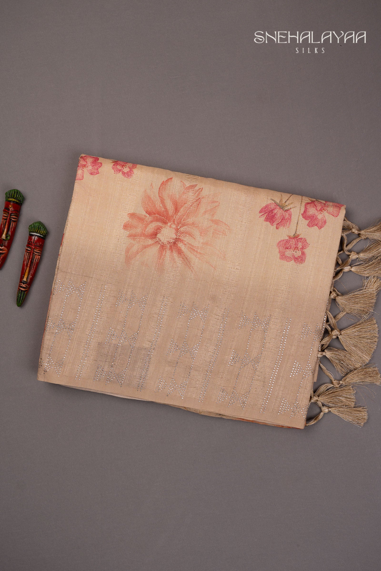 Beige Semi Tussar Saree