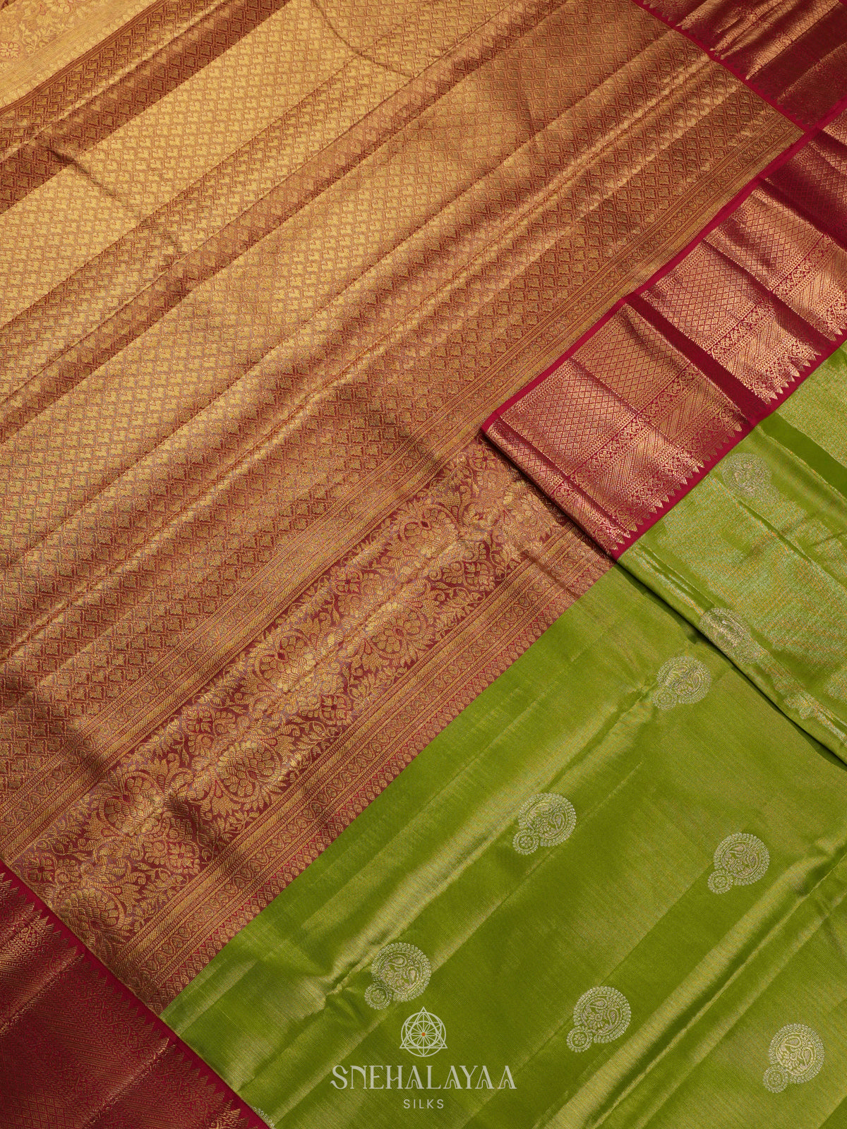 Lime Green Kanjivaram Silk Saree