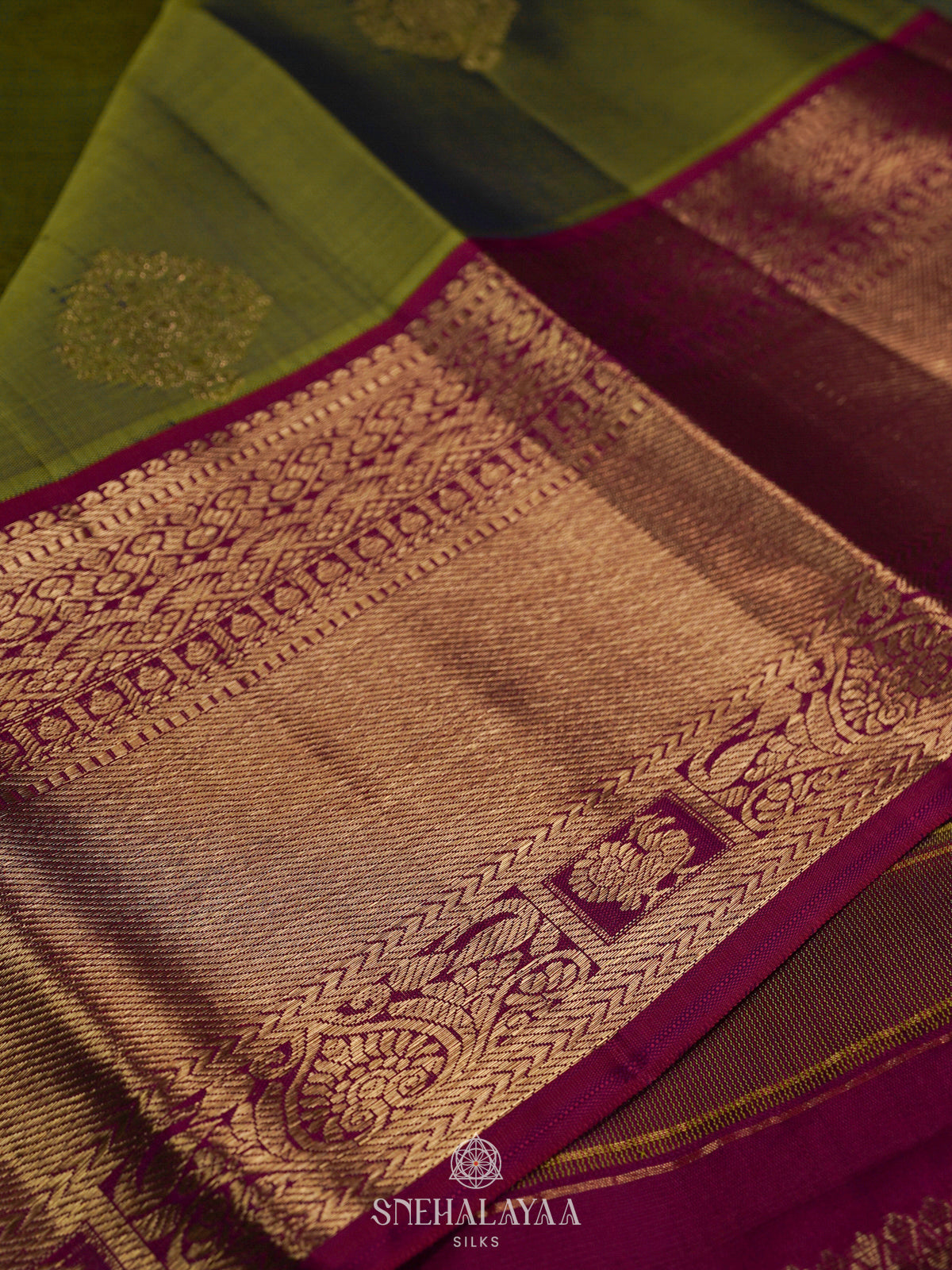 Olive Green Kanjivaram Silk Saree