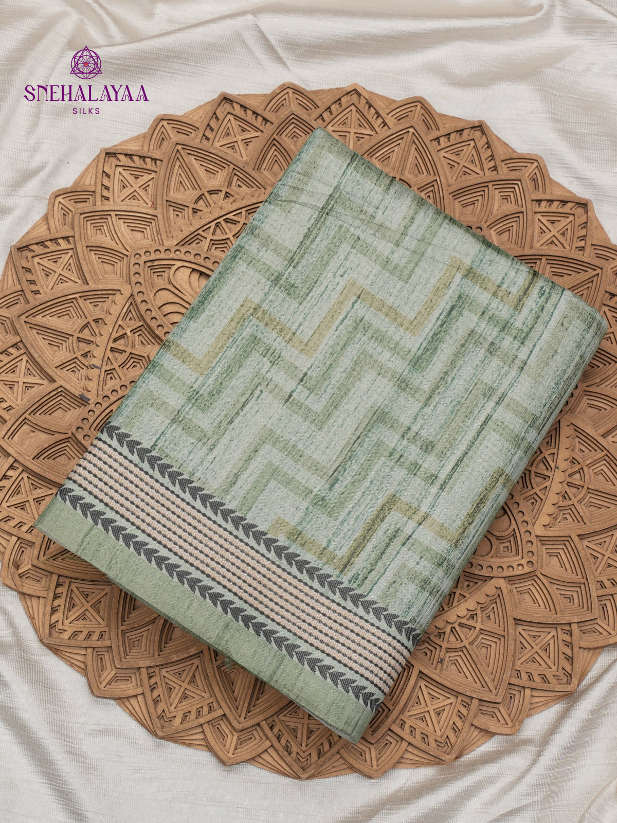 Pastel Green Tussar Embroidery Saree