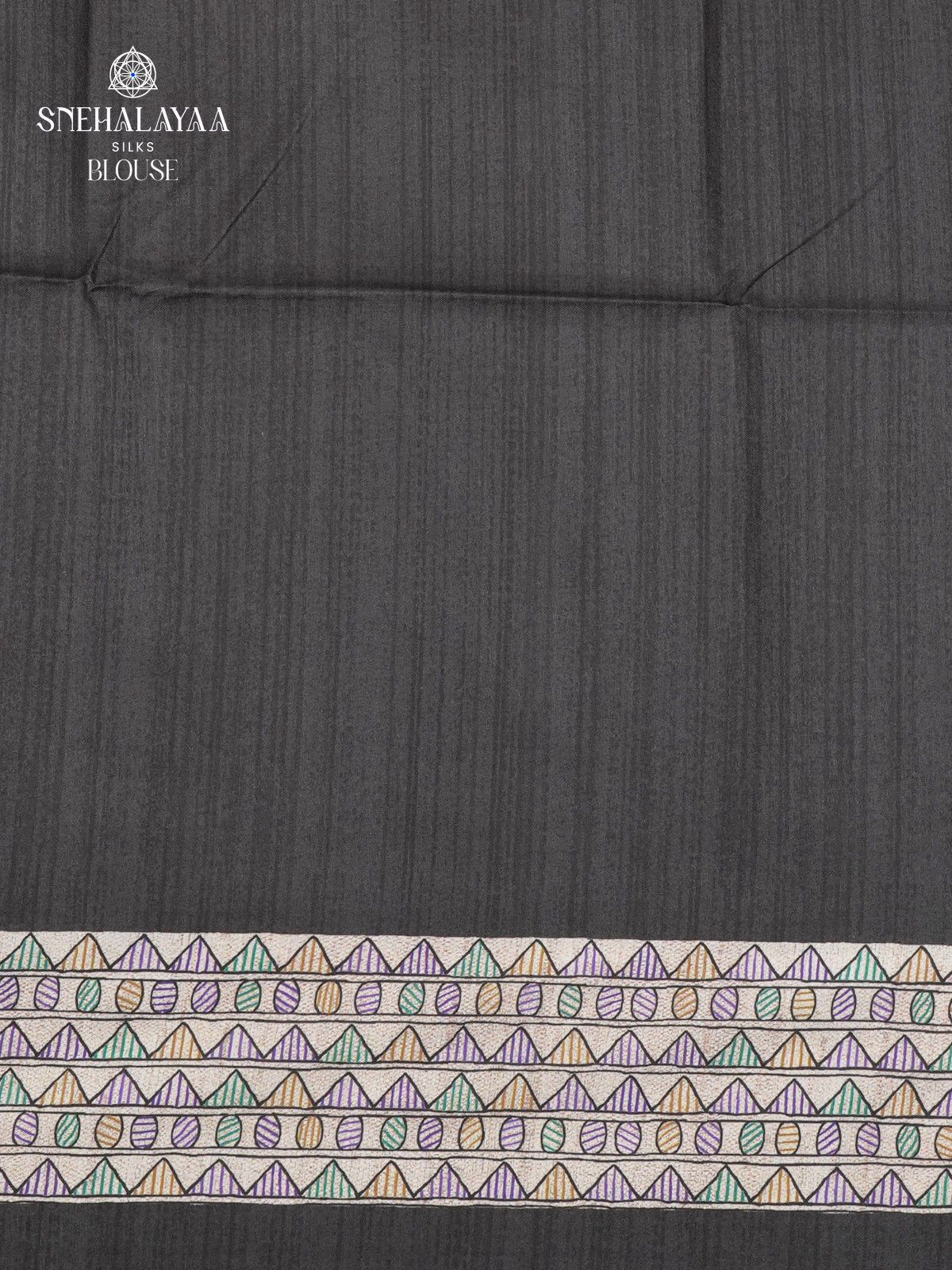 Beige with Black Border Madhubani Saree