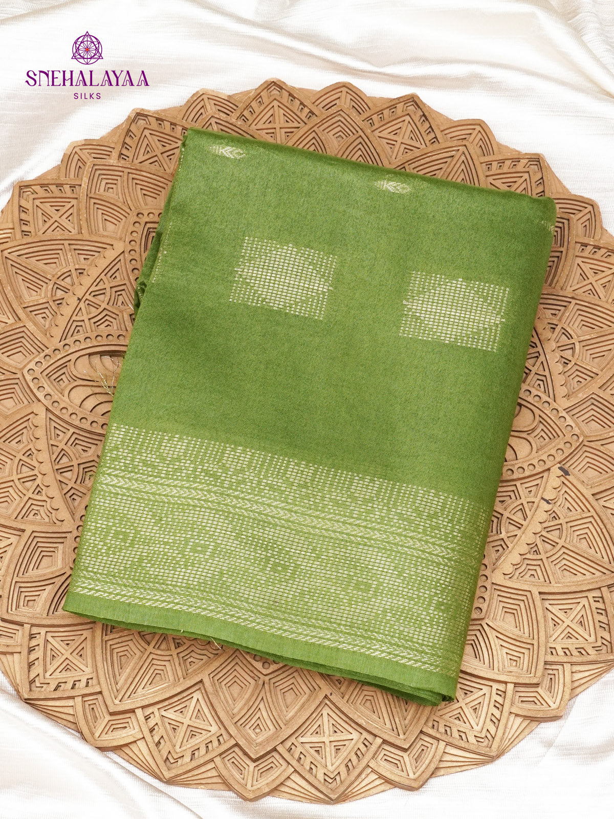 Olive Green Bamboo Silk Saree